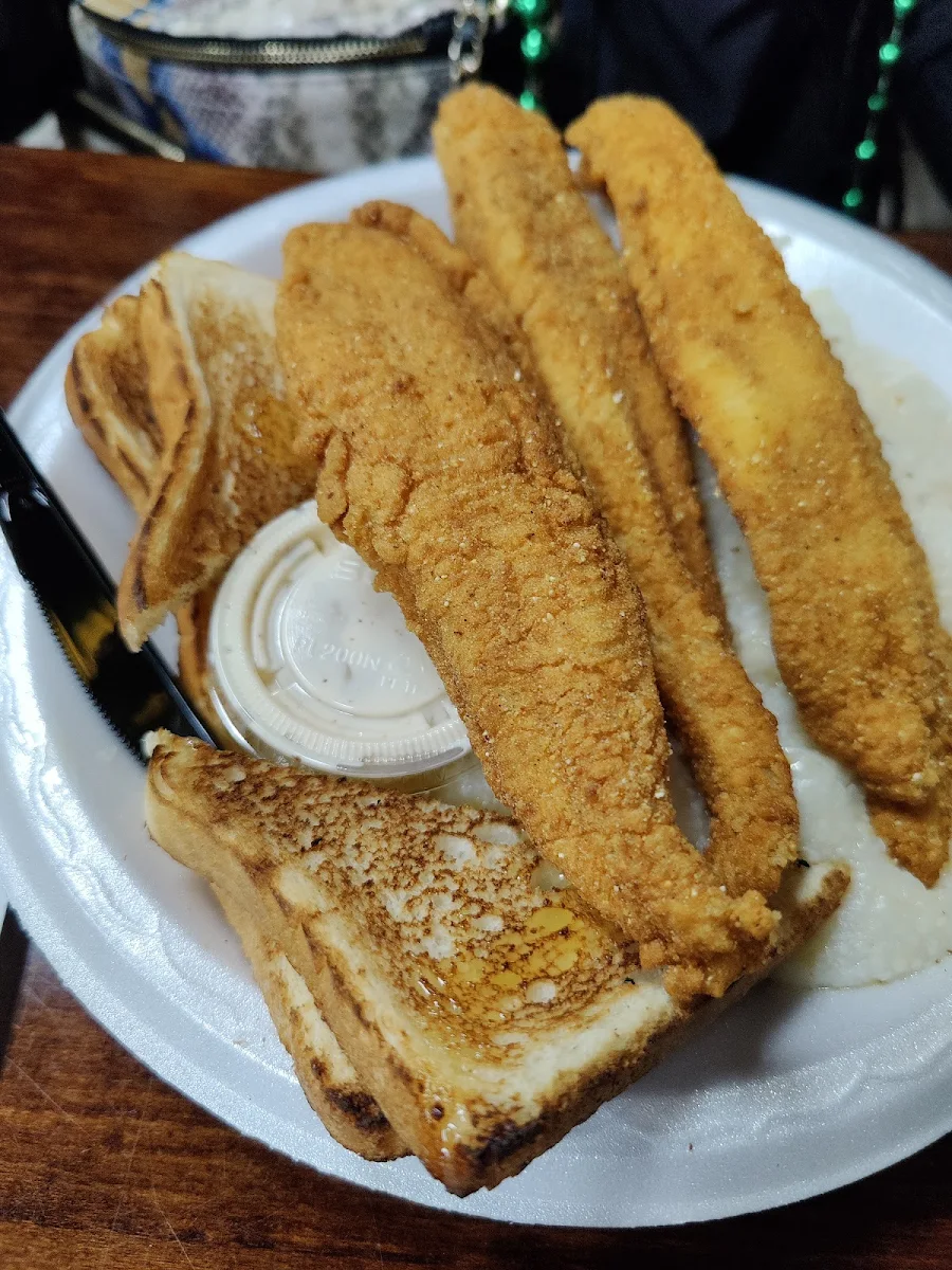 Fresh Fried Fish with Grits Biscuit or Toast