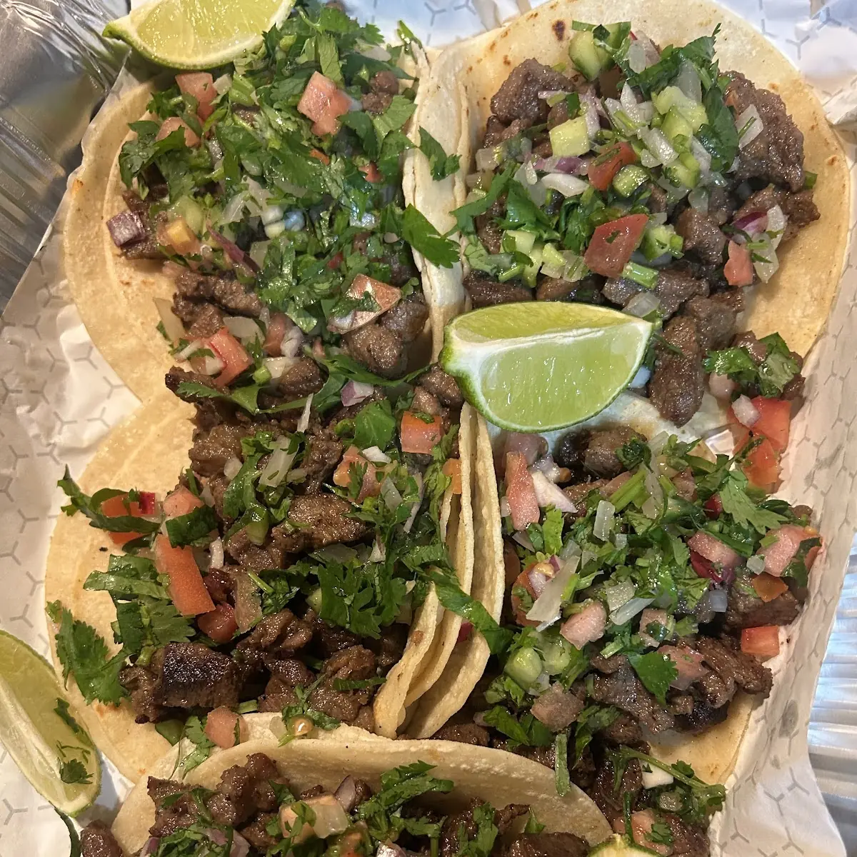 Beef and Chicken Tacos with Cilantro Salad