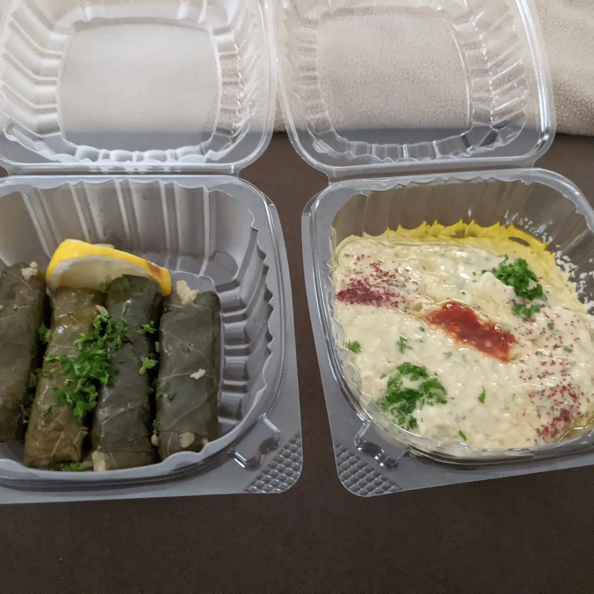 Grape Leaves and Baba Ghanouj