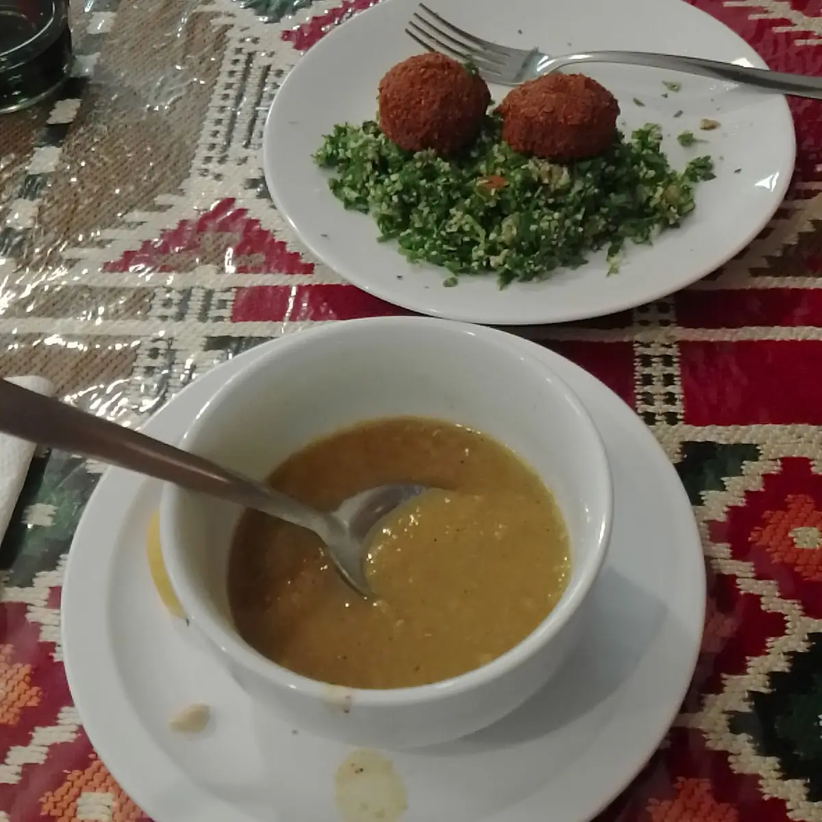 Lentil Soup and Falafel