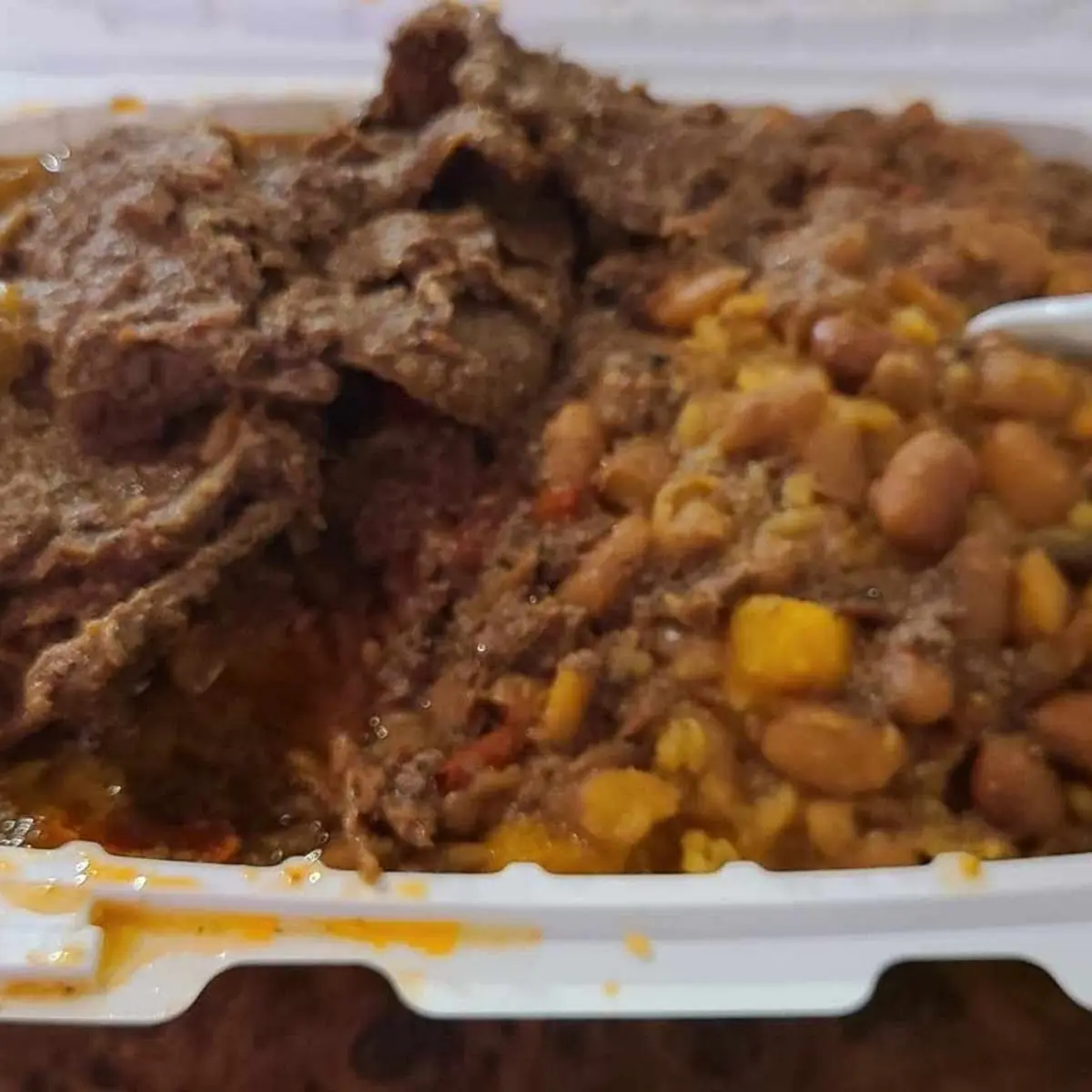 Beef and Yellow Rice and Beans