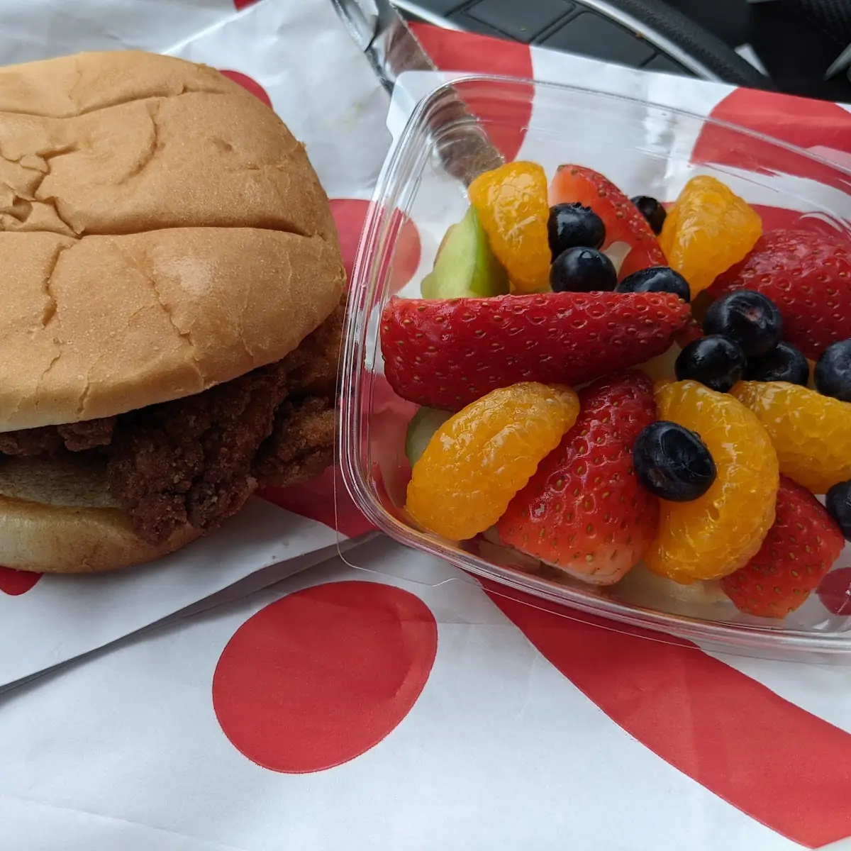 Chicken Sandwich & Cup of Fruit
