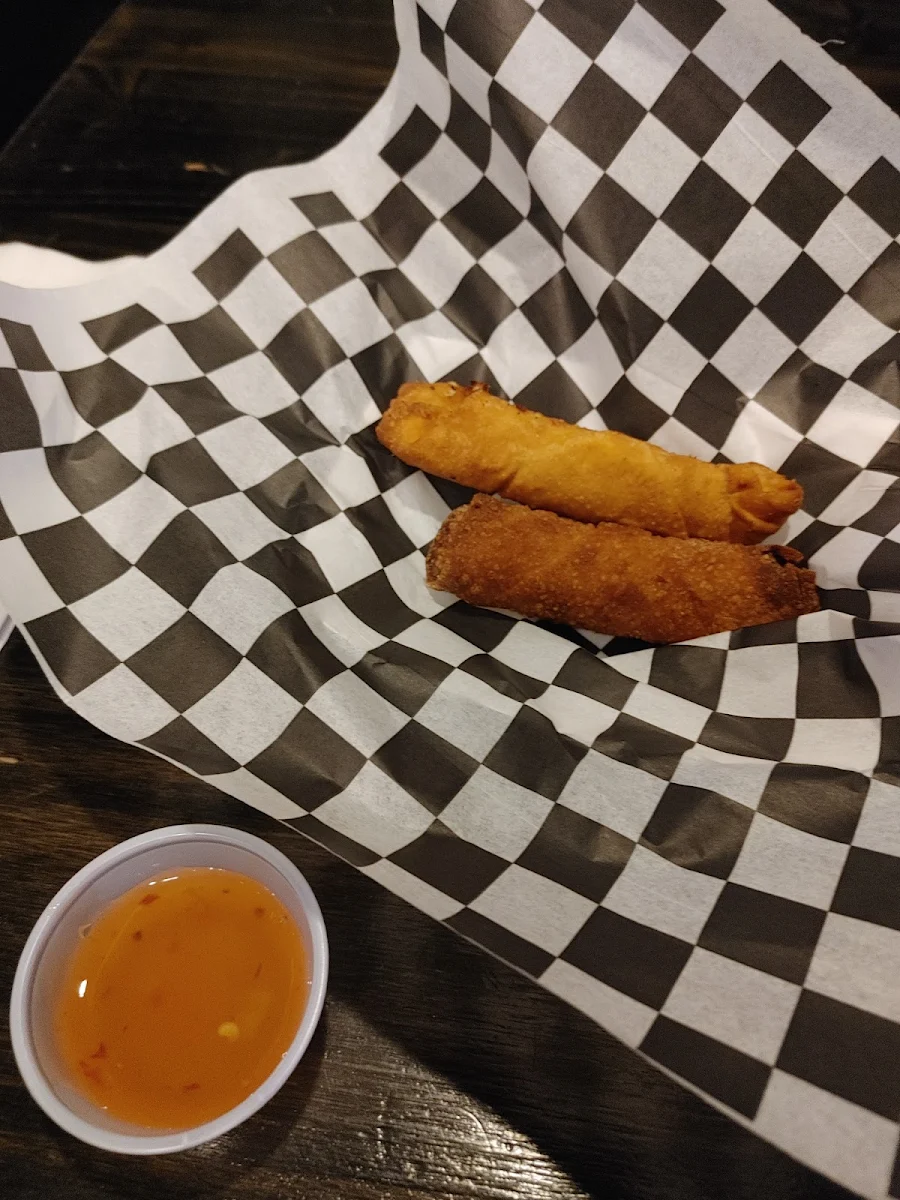 Buffalo Chicken & Spicy Crab Rangiin Egg Rolls
