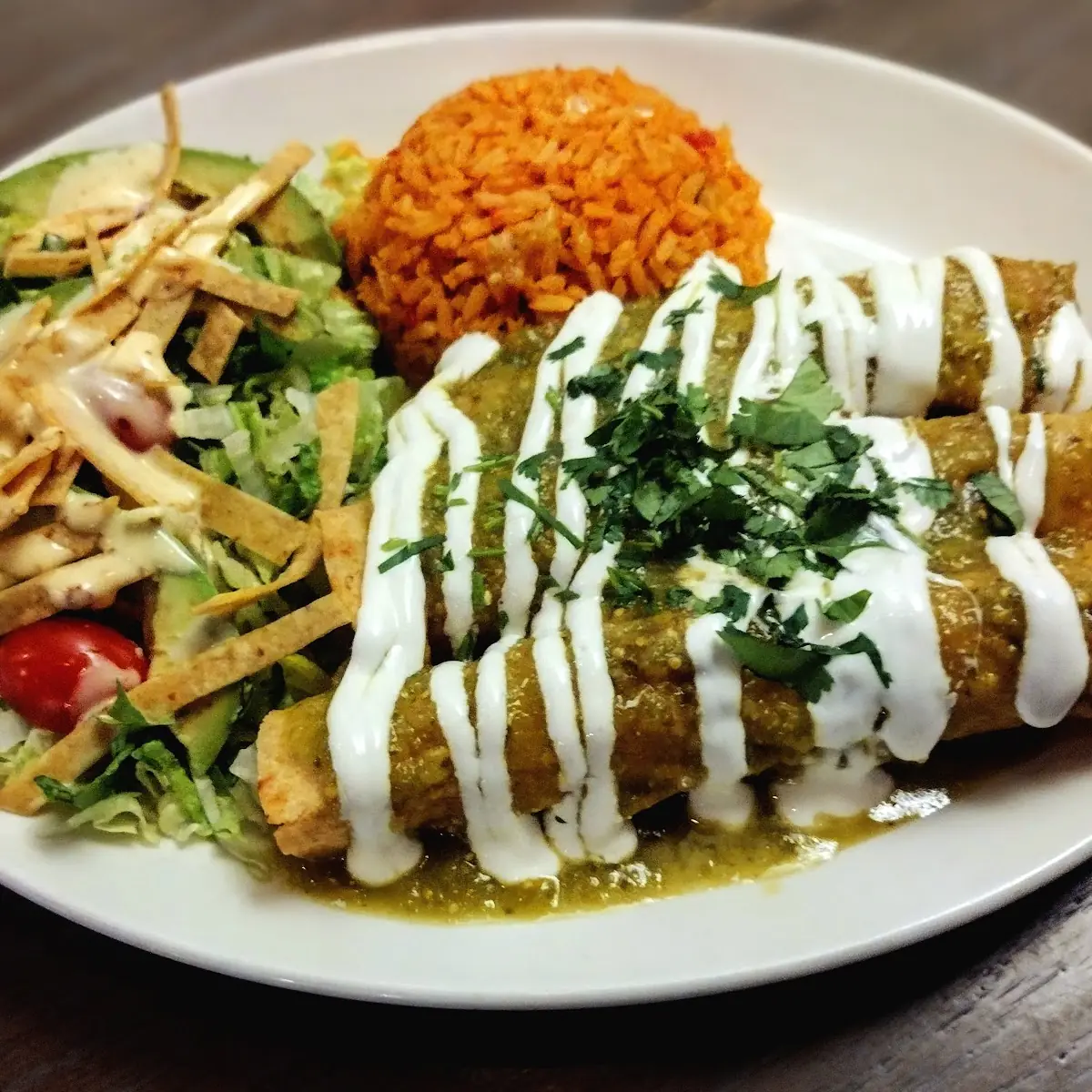 Crispy Chicken Enchiladas Verdes