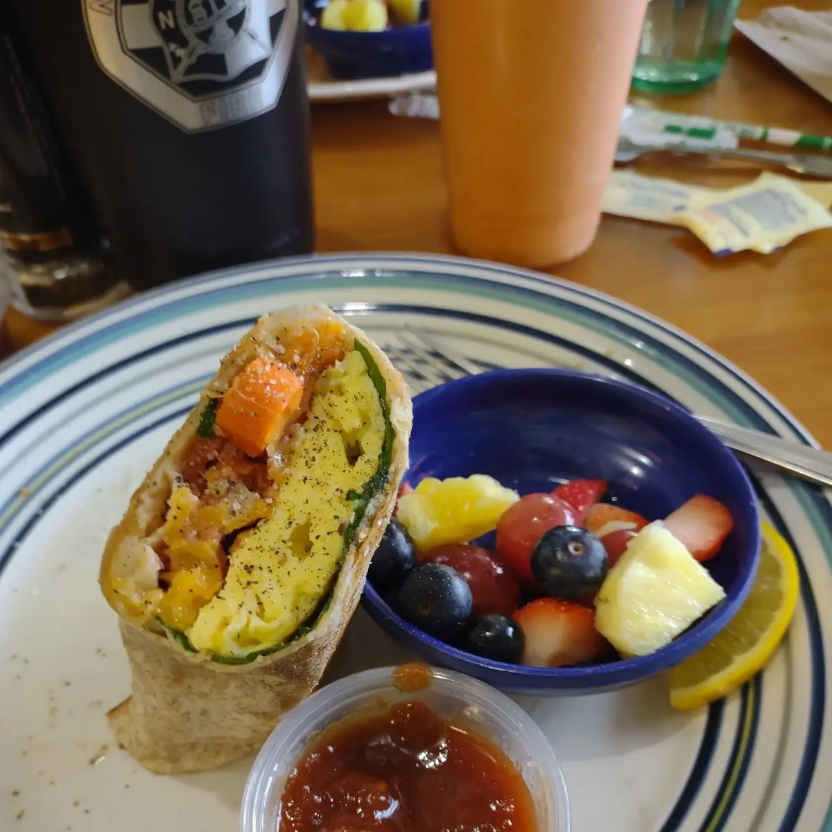 Breakfast Burrito with Fresh Fruit