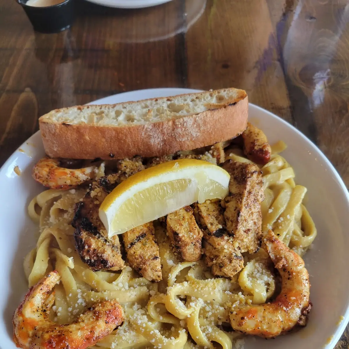 Cajun Chick'n and Shrimp Alfredo