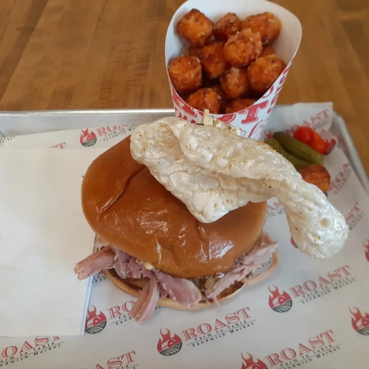 Ham Crack Sandwich with Sweet Potato Tots