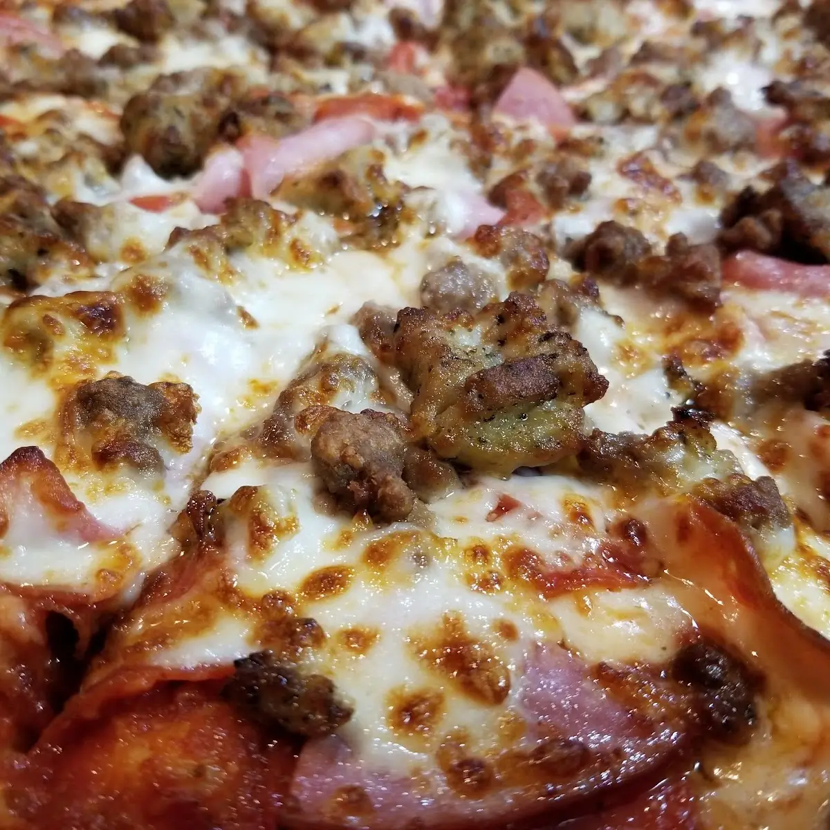 Large Three Meat Pizza Thick Crust