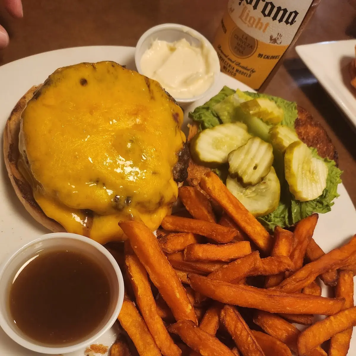 Cheese Burger with Sweet Potato Fries
