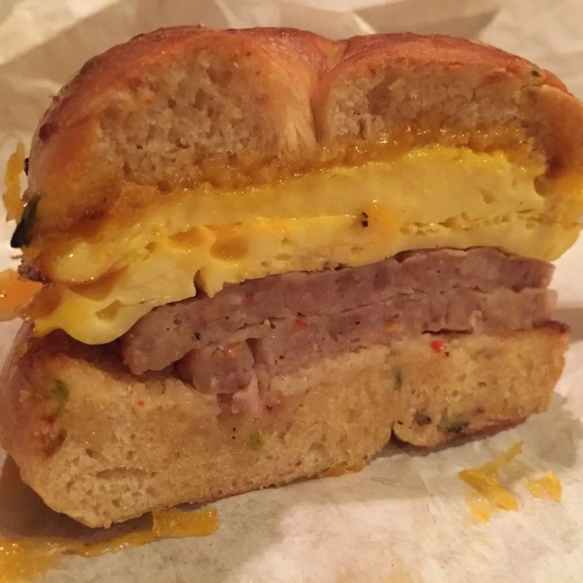 Sausage Egg Donut Sandwich