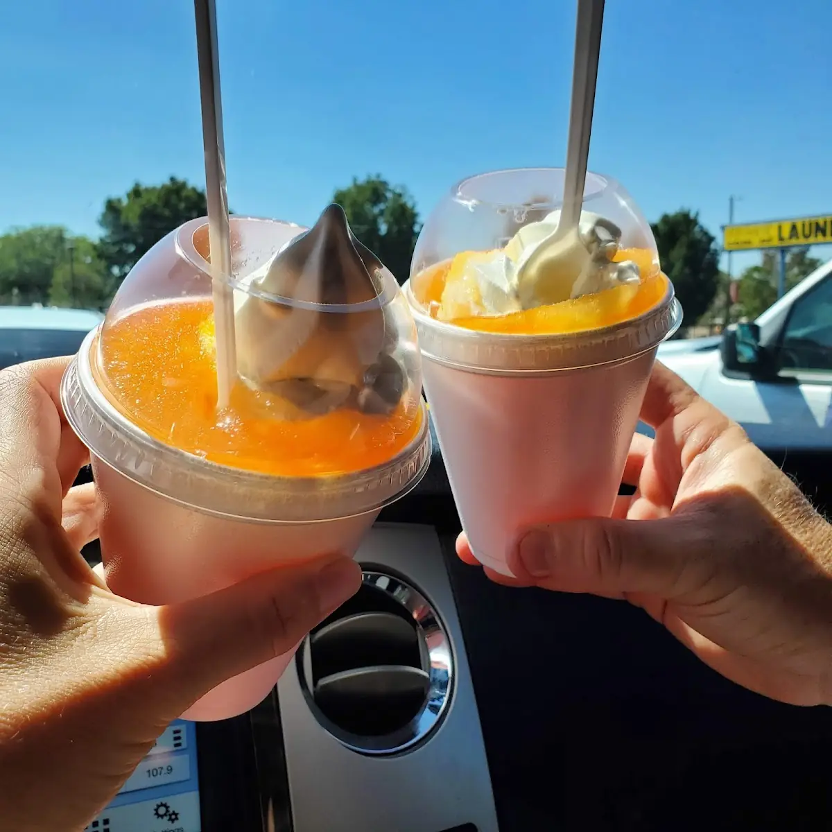 Orange Rainbow Soft Serve Vanilla with Slushy