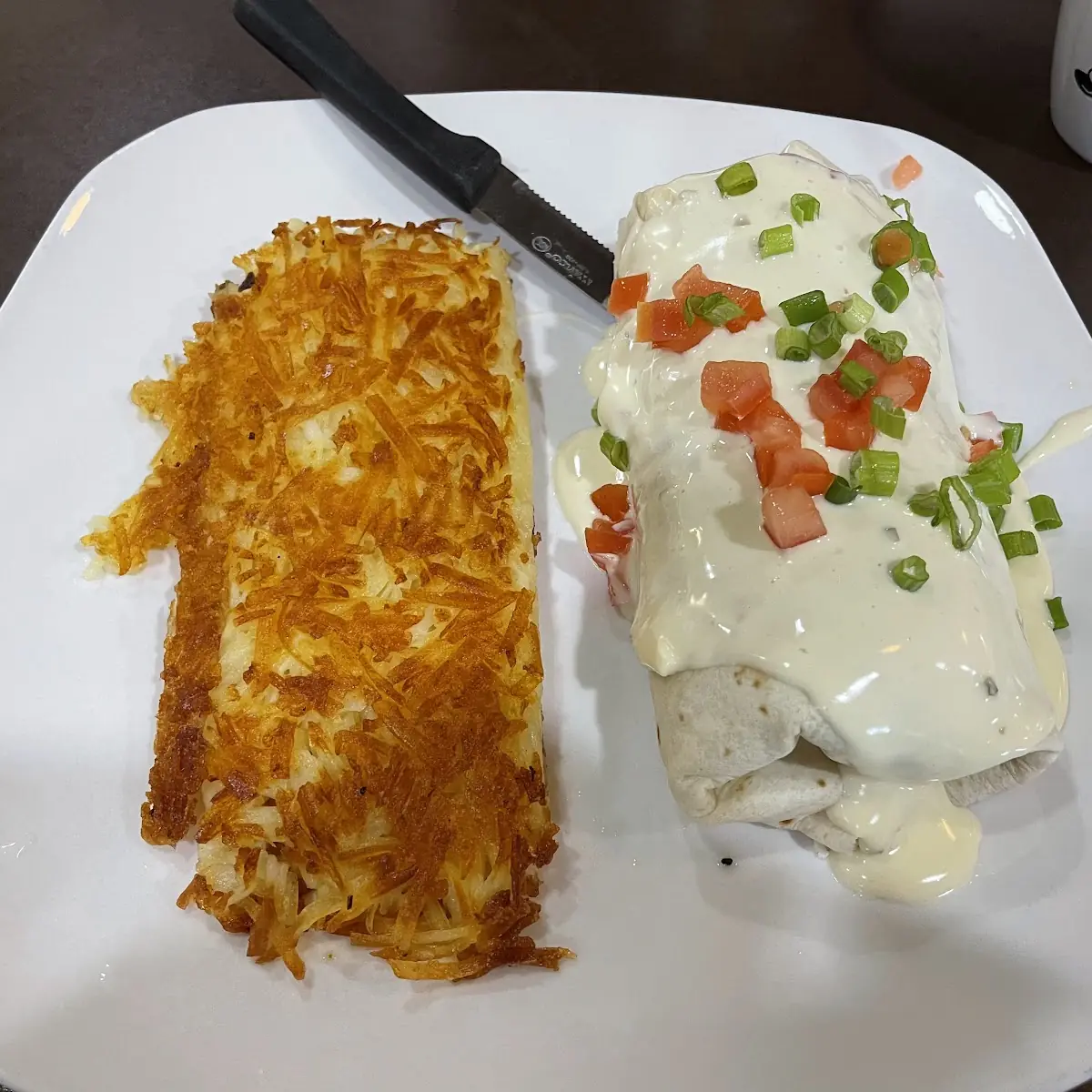 Queso Blanco Burrito and Hash Browns
