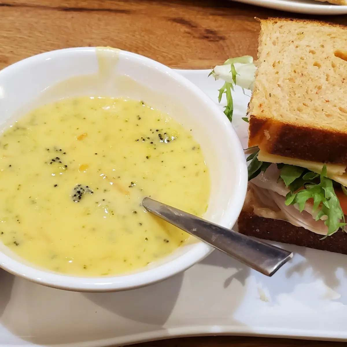 Broccoli Cheddar Soup and Sandwich