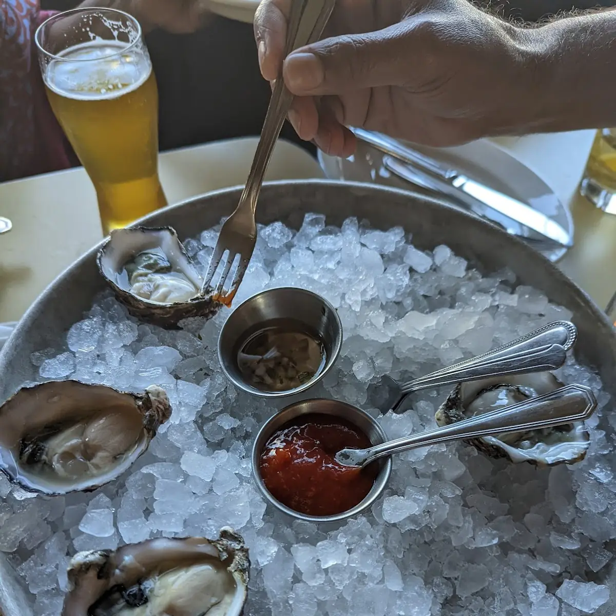 Raw Oysters on Ice with Sauces
