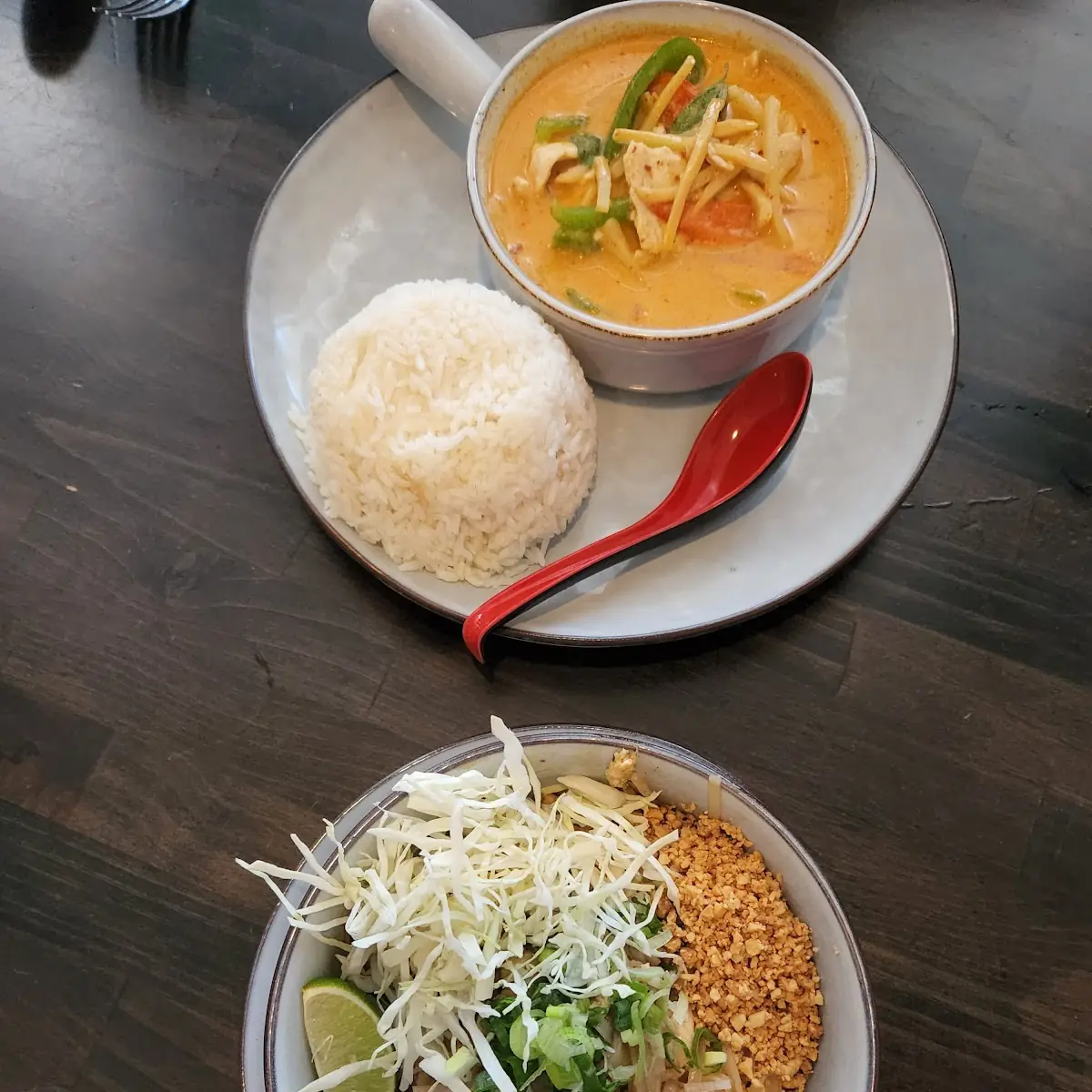 Chicken Pad Thai Red Curry Chicken