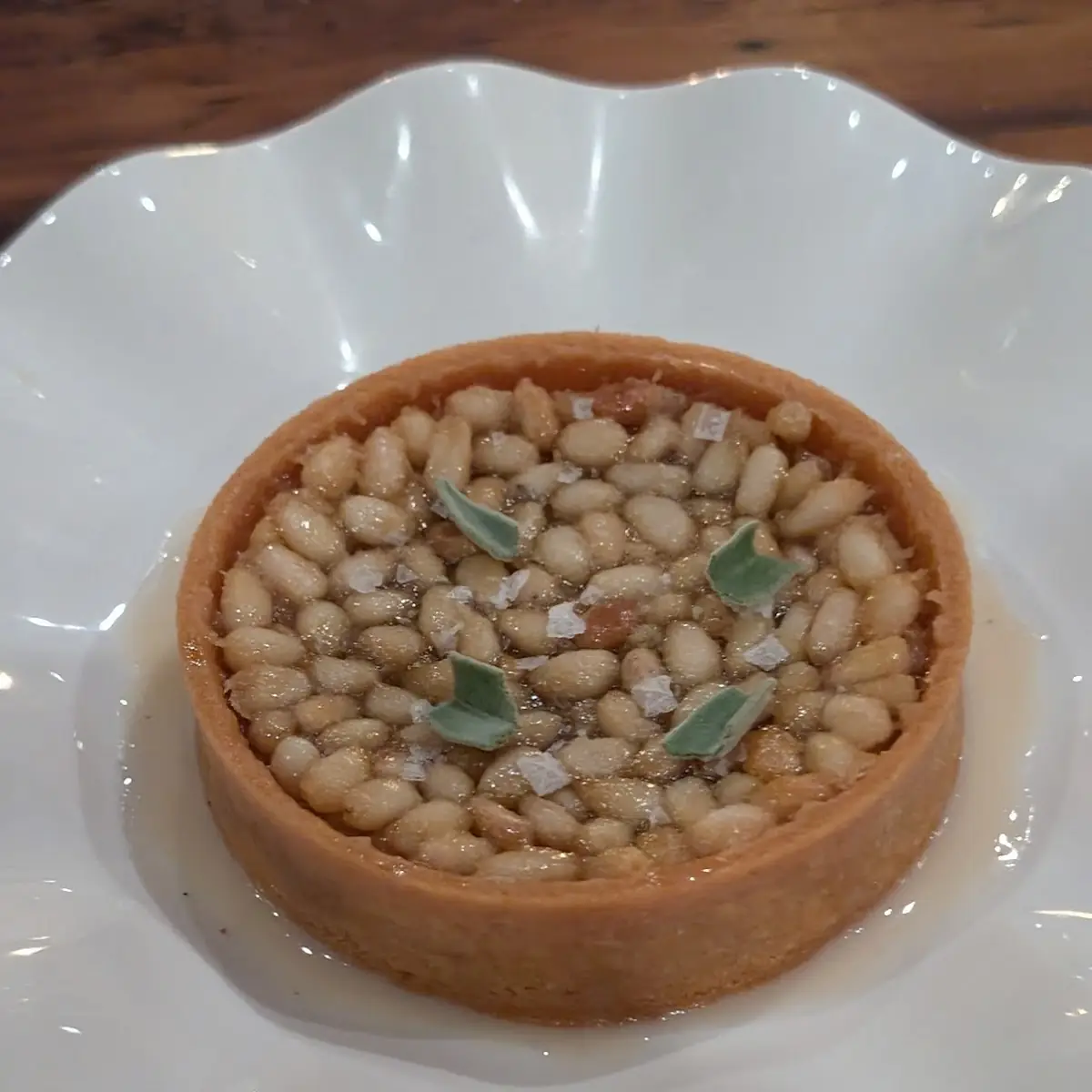 Pine Nut Tart with Cream Sauce
