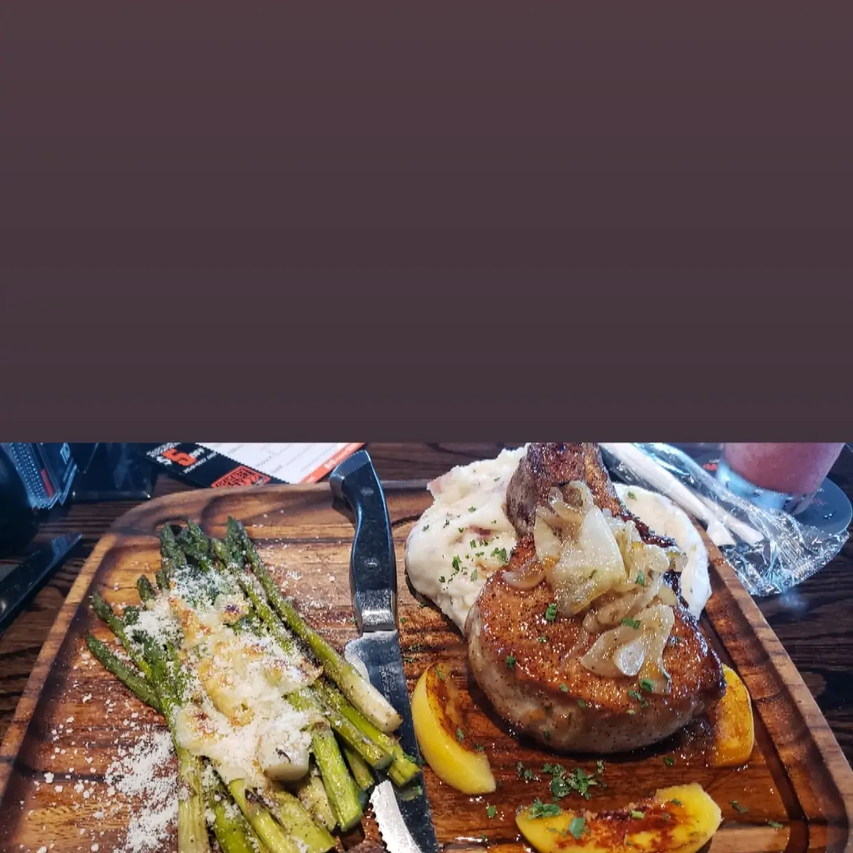 Pork Chop Mashed Potatoesasparagus
