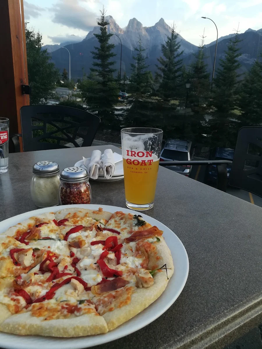 Chicken and Goat Cheese Pizza, Iron Goat Pub & Grill