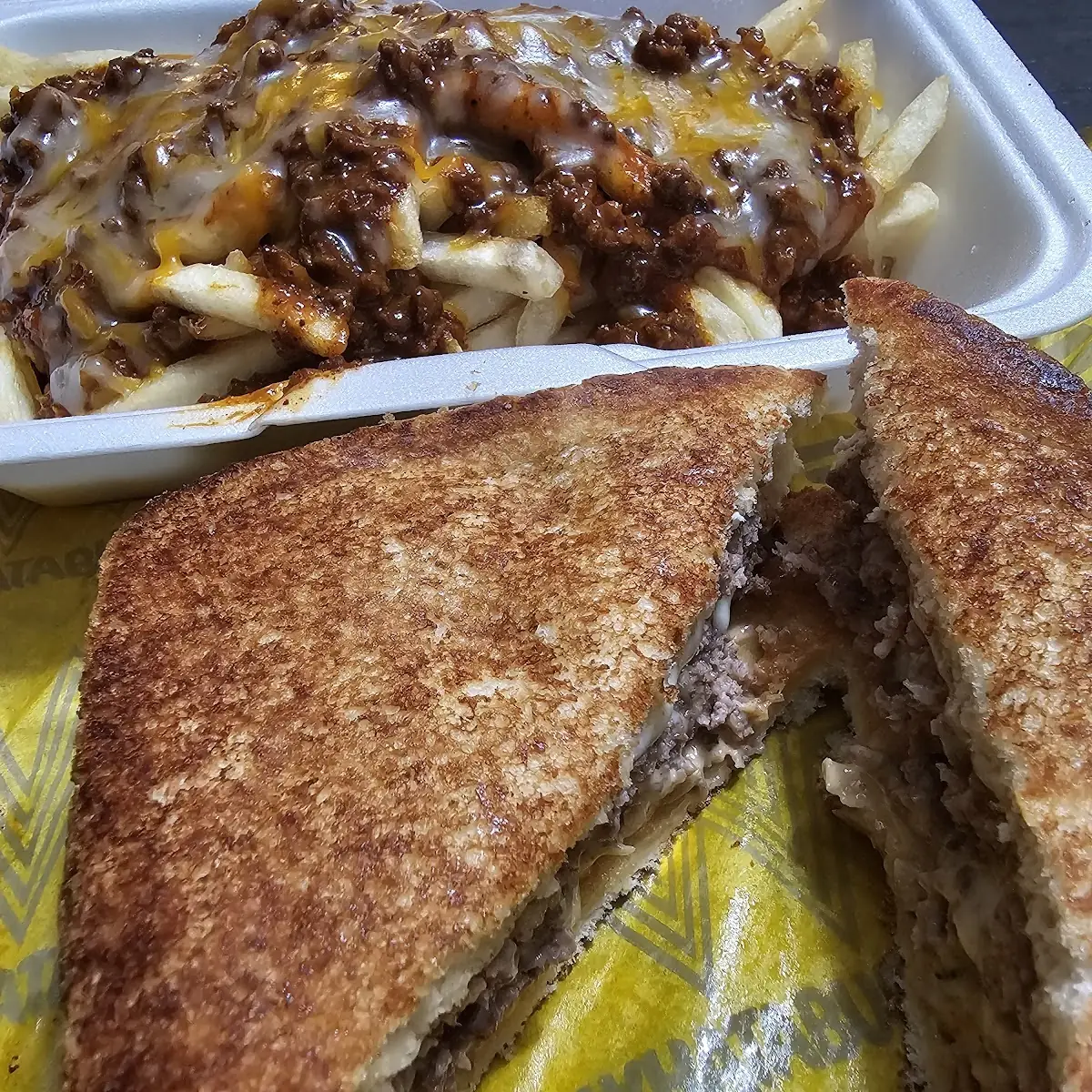 Patty Melt & Chili Cheese Fries