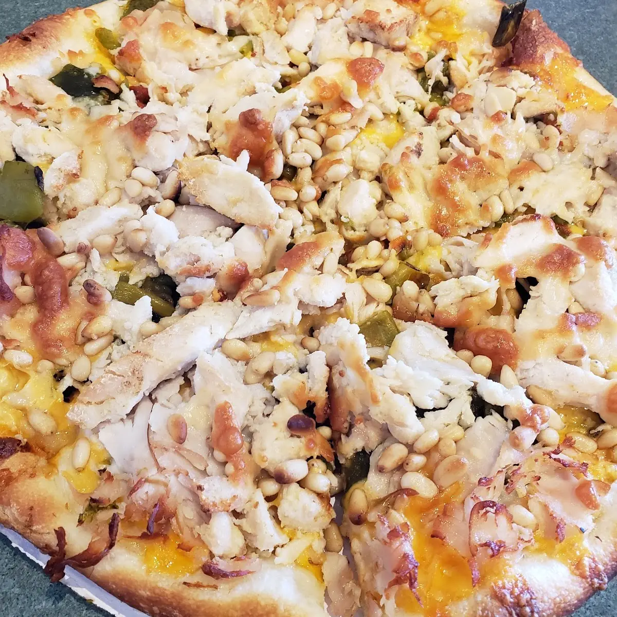 Duke City Pizza Add Chicken and Pine Nuts