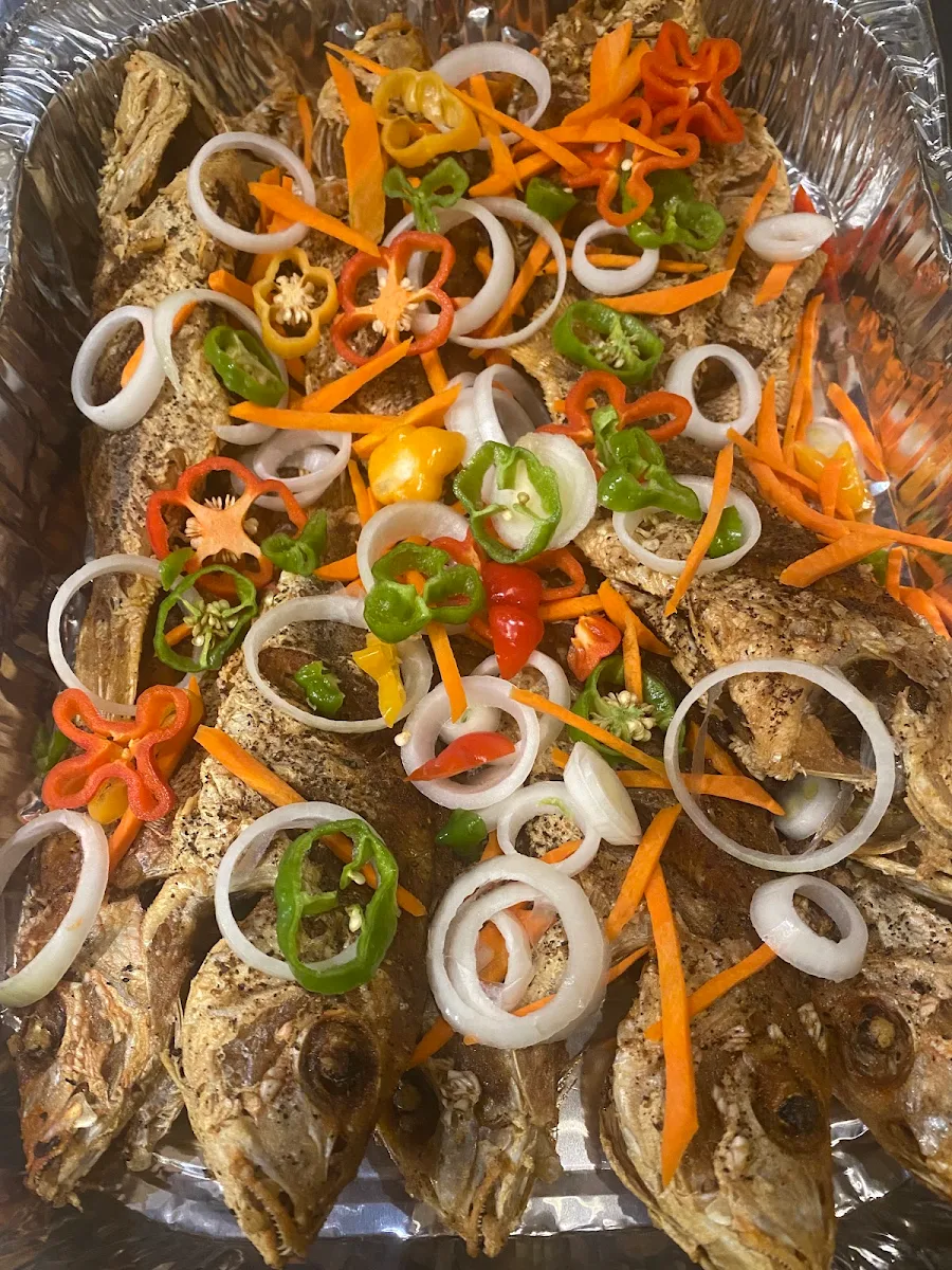 Whole Steamed Fish Meal Regular Steamed Fish or Jamaican Escovitch, Mundys Catering
