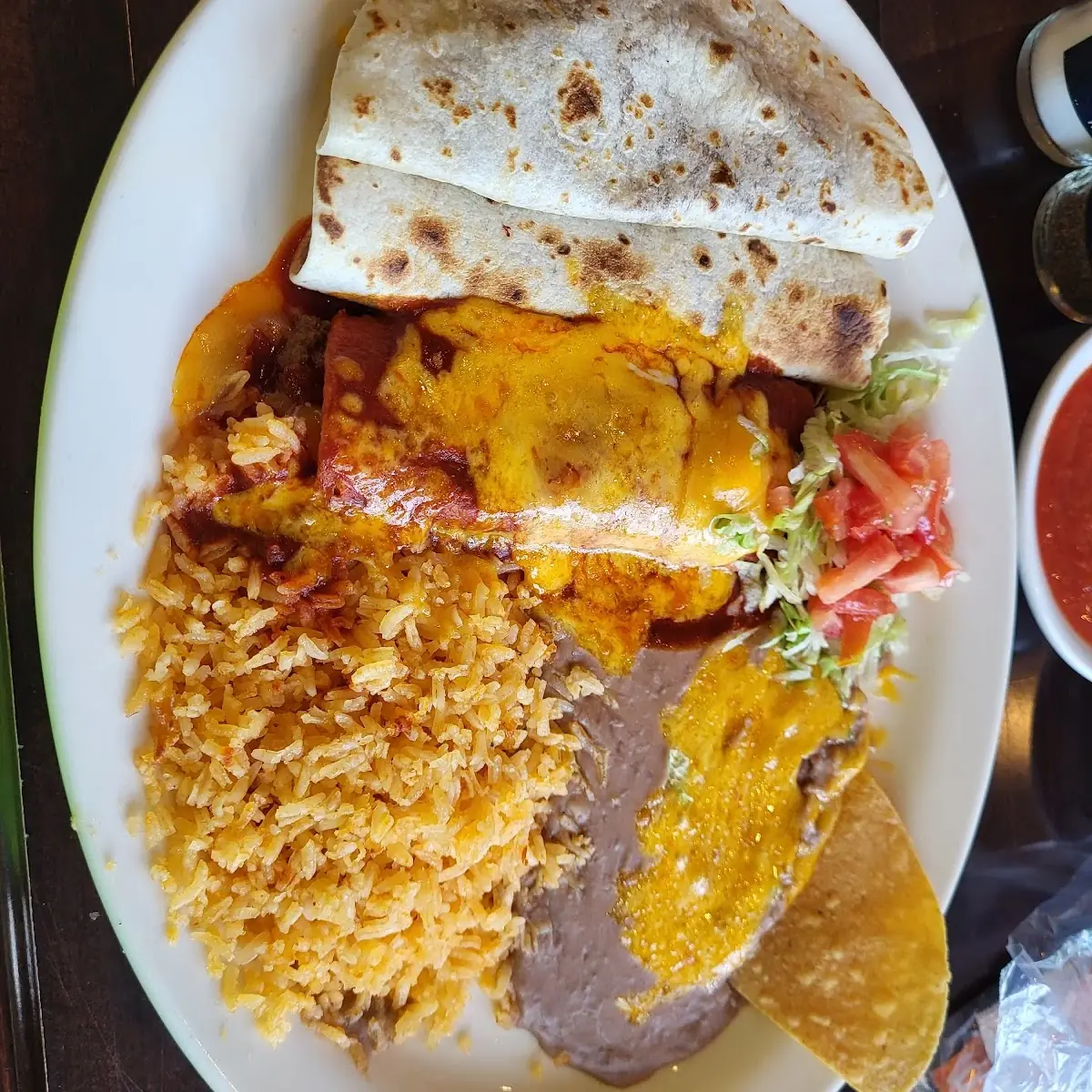 1 Enchilada Rice and Beans
