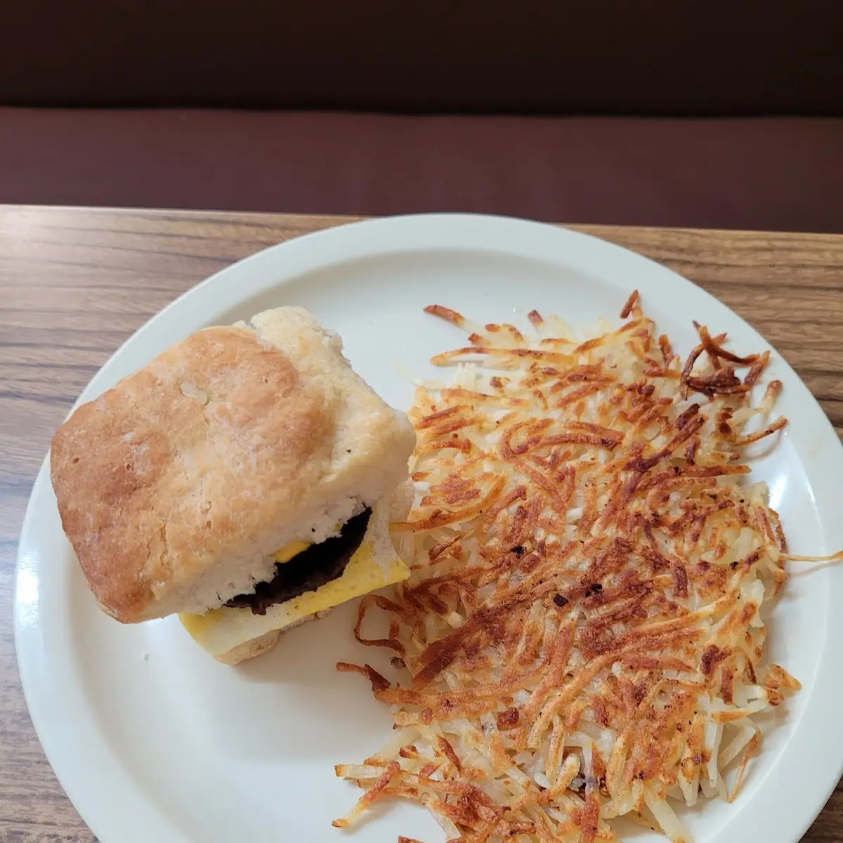 Sausage Egg and Cheese Biscuit with Hash Browns