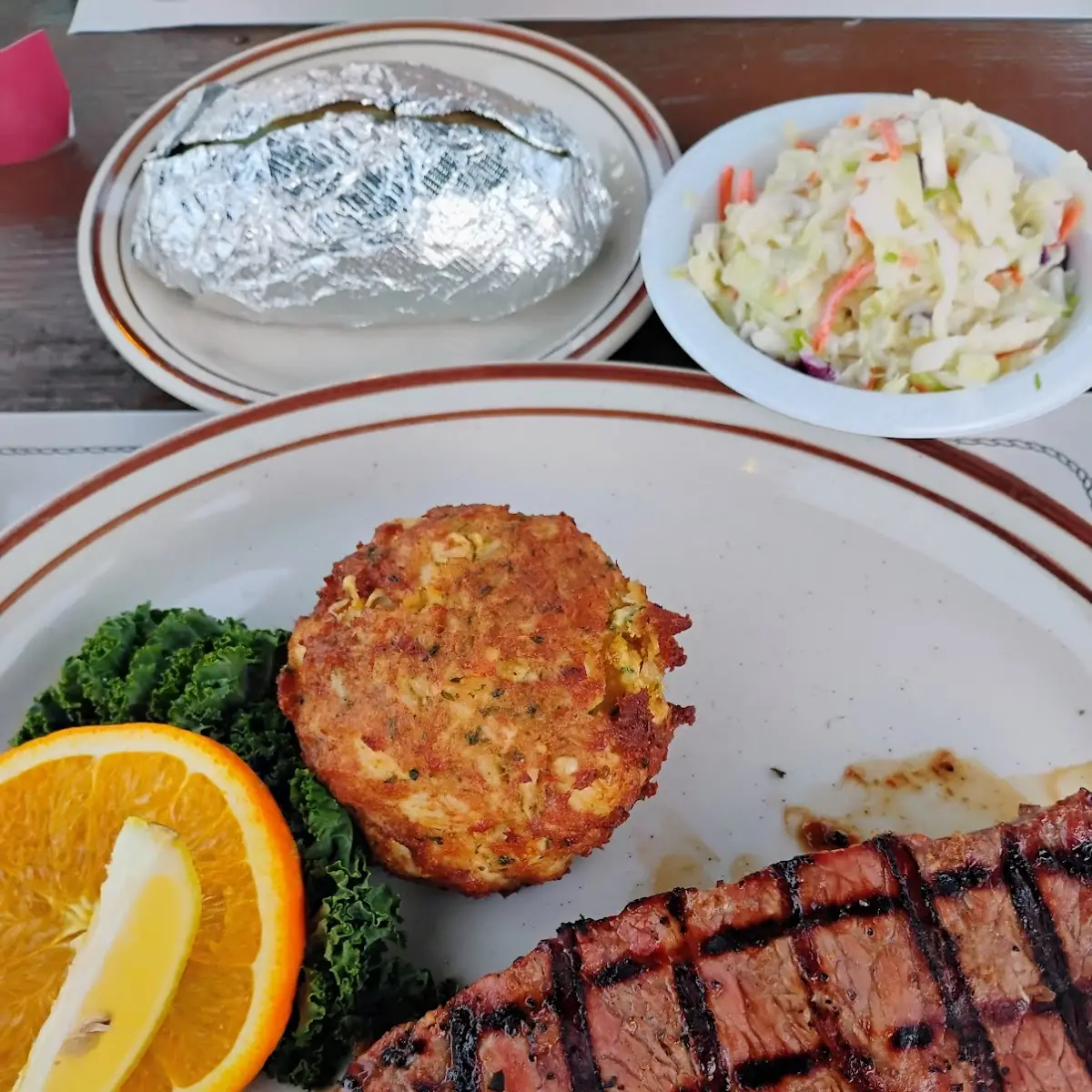 New York Strip and Crab Cake