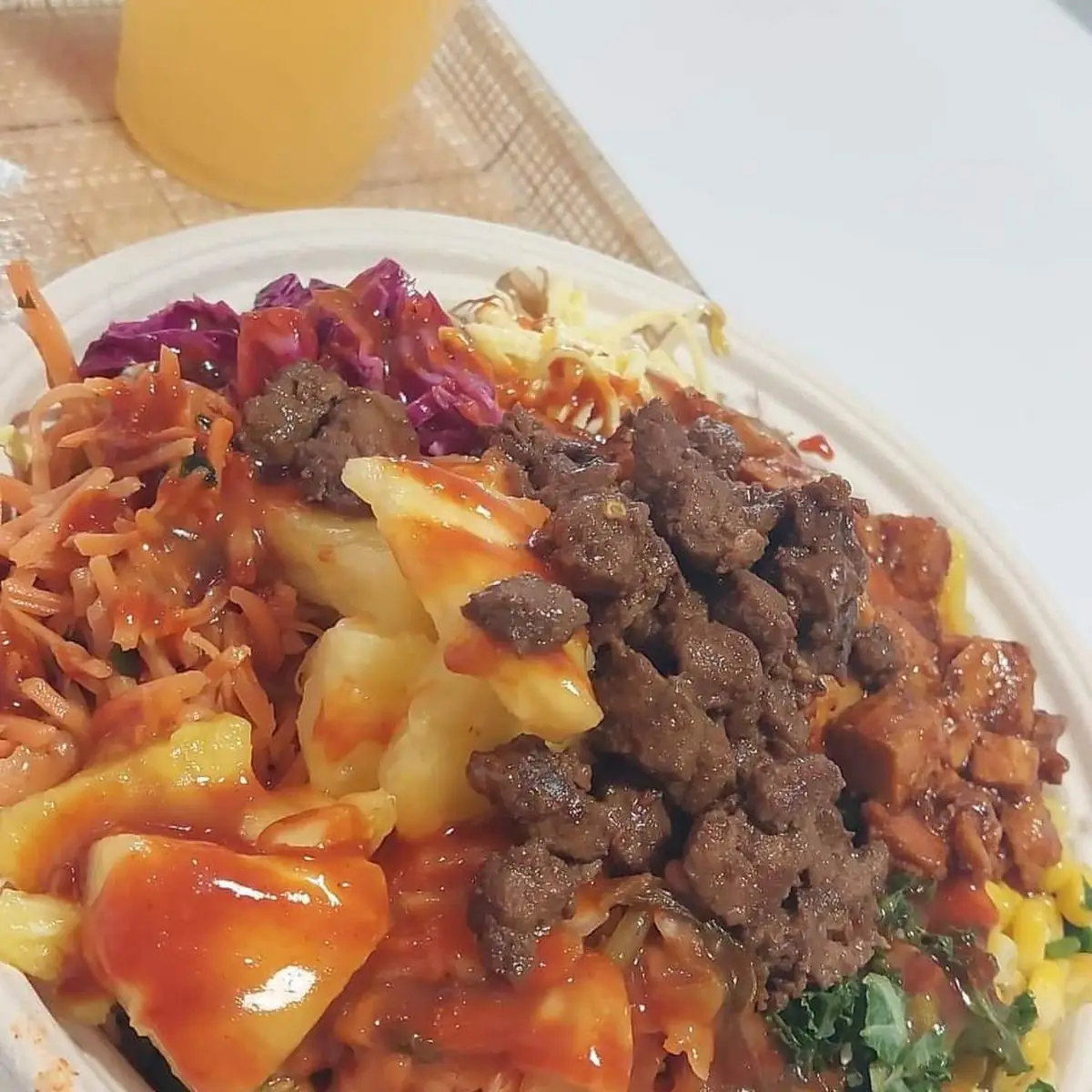 Steak and Spicy Chicken Rice Bowl