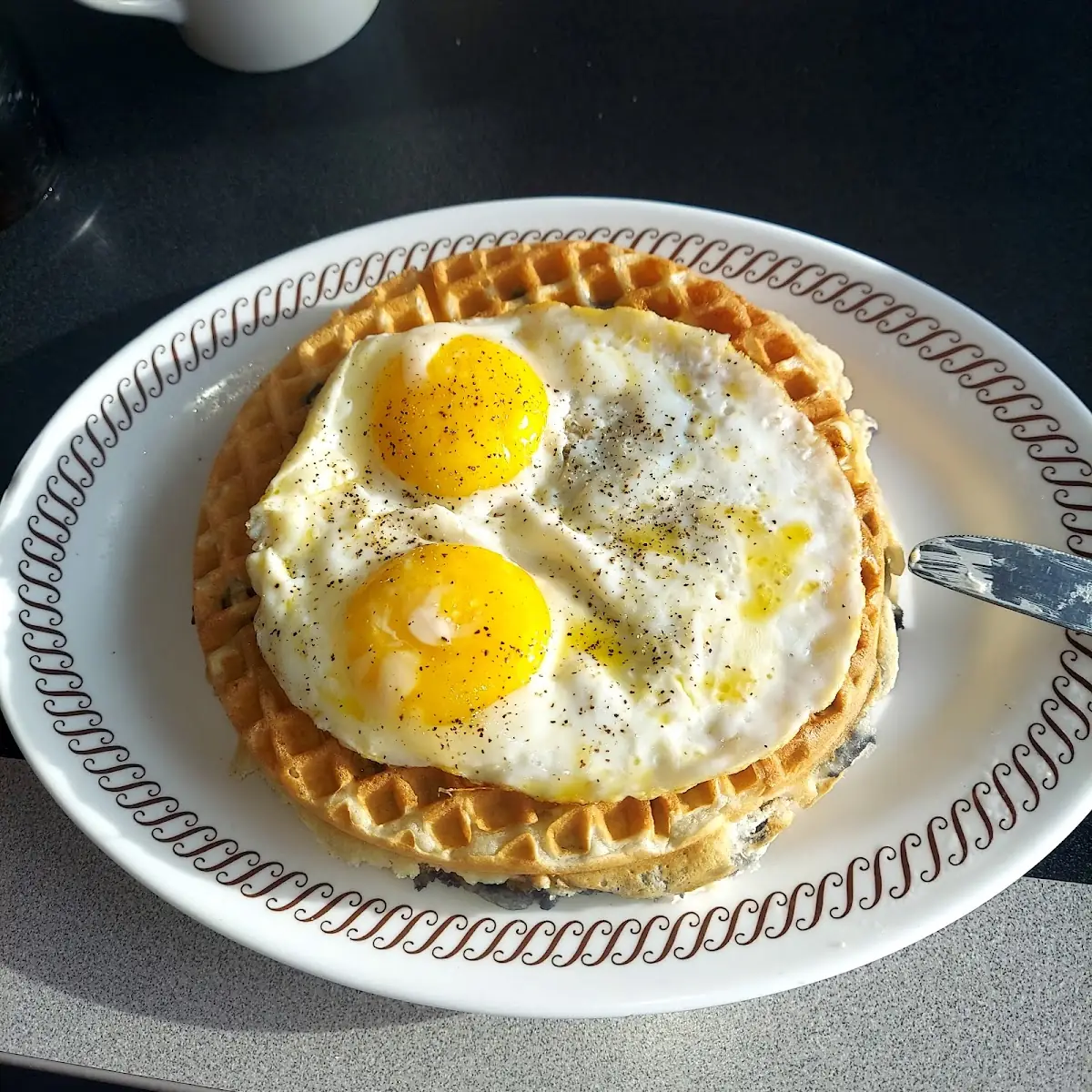 Blueberry Waffles with Eggs