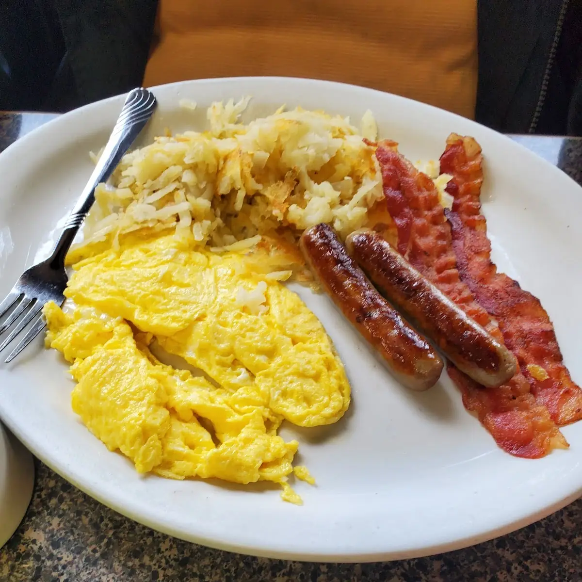 Bacon Sausage Eggs with Hash Brown