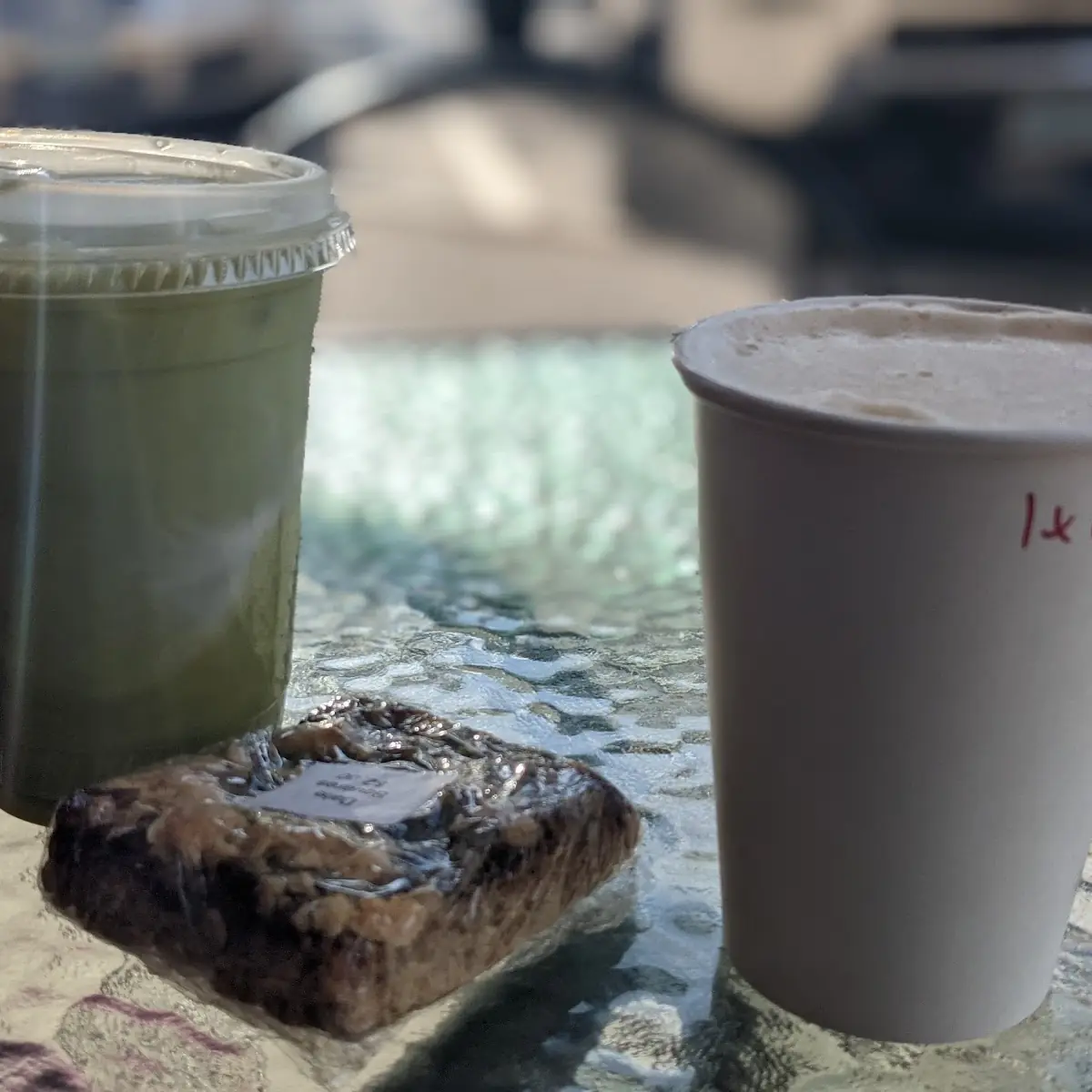 Matcha Latte and Date Pastry