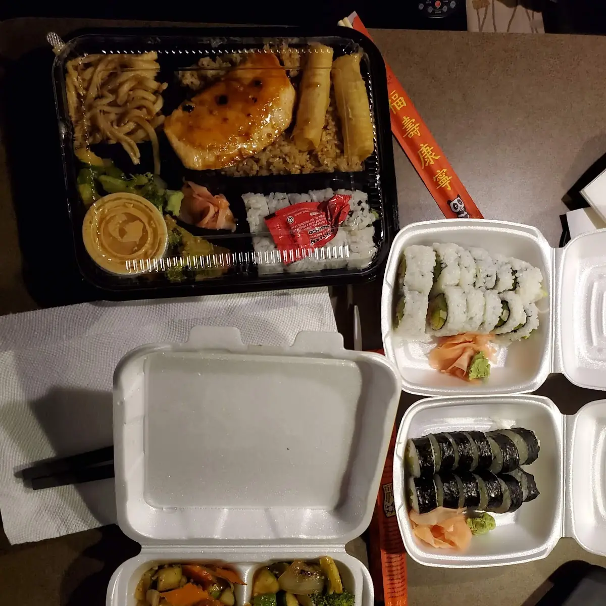 Salmon Bento Box Hibachi Vegetable Avocado Roll Dragon Roll