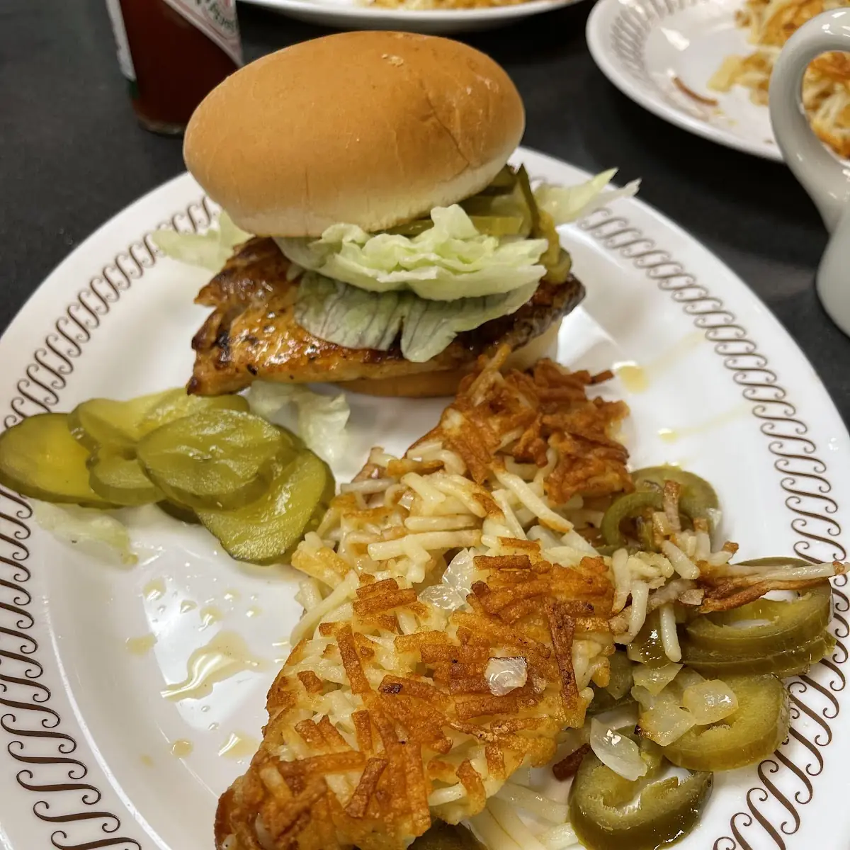 Chicken Sandwich and Hash Browns