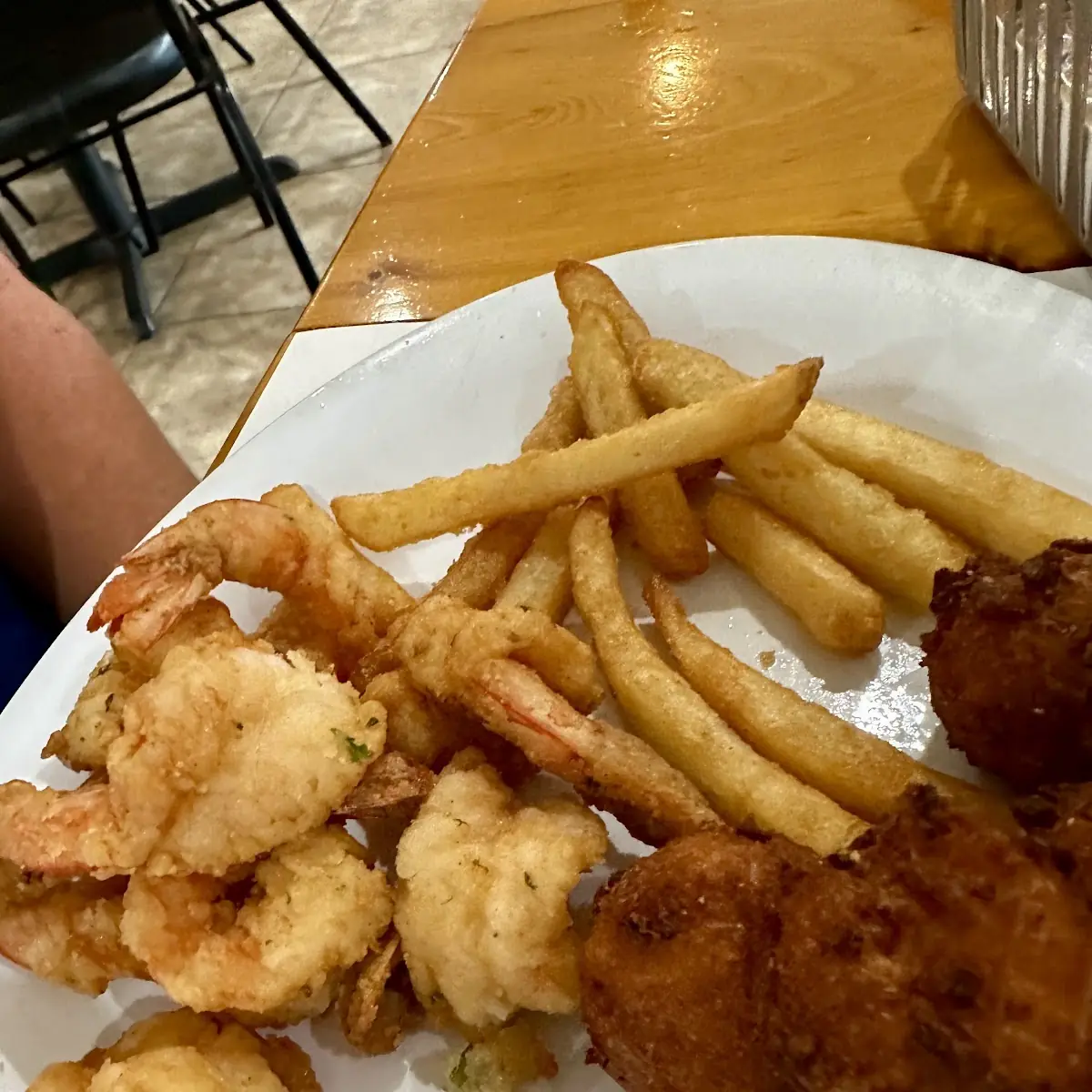 Fried Shrimp w Fries & Applesauce