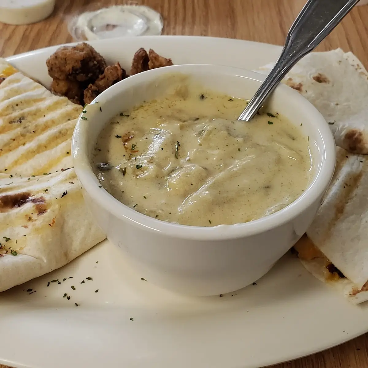 Quesadilla & Spinach Artichoke Soup
