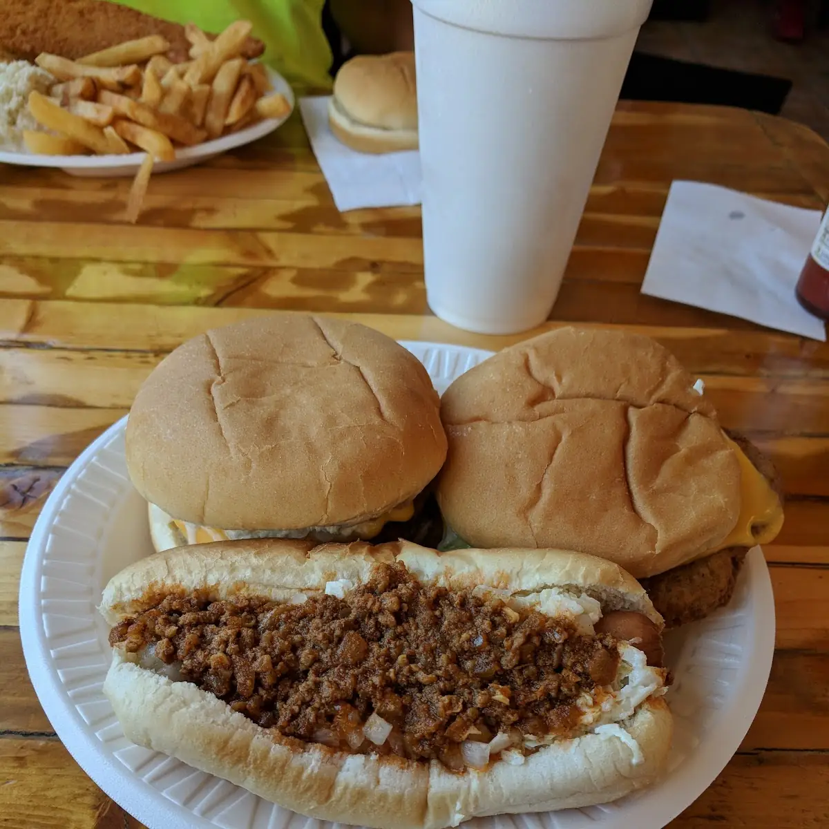 Hot Dog Chuck Wagon and Cheeseburger