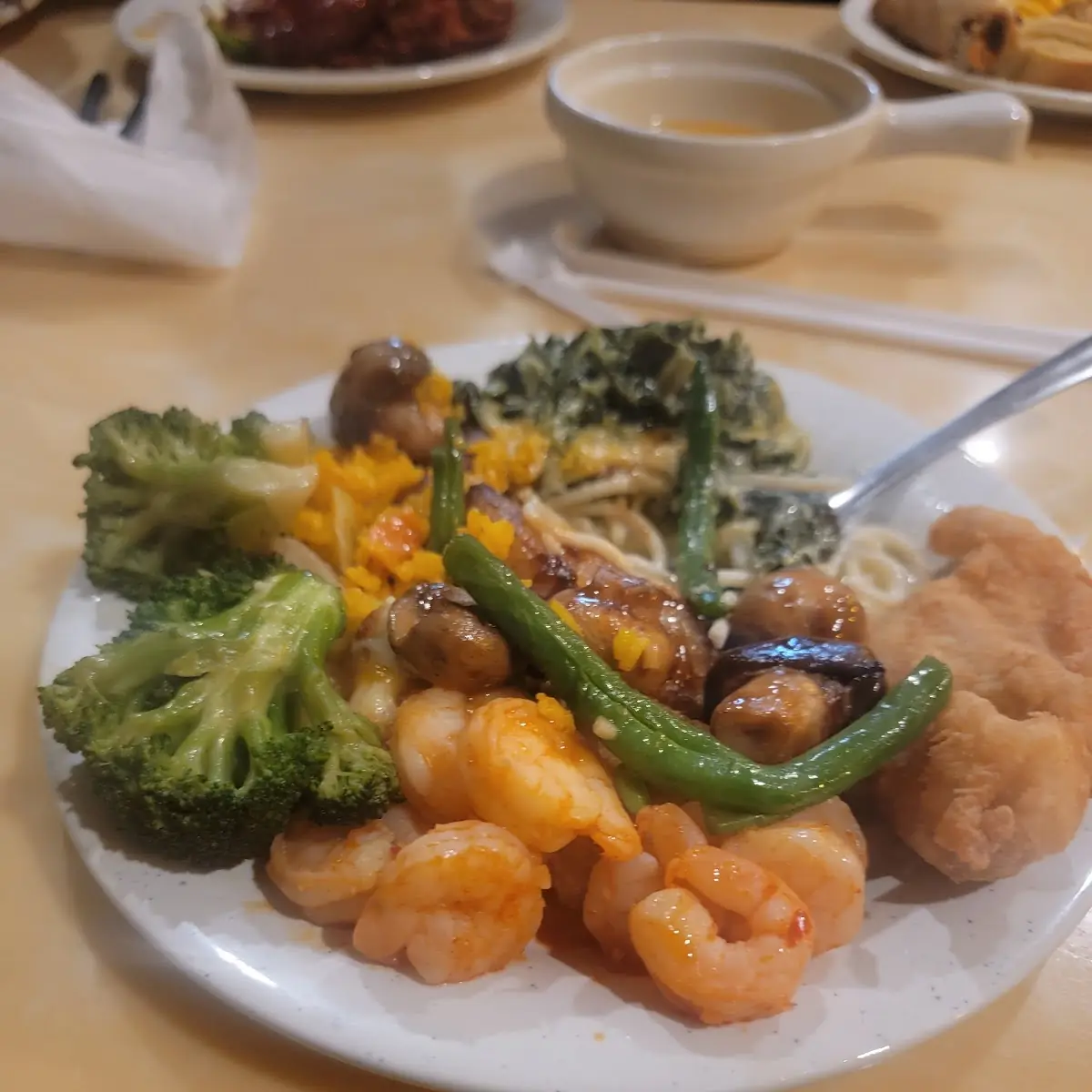 It's a Buffet so It's Coconut Shrimp String Beans Broccli