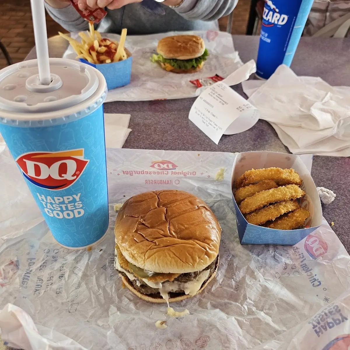 Bacon Ranch Burger and Onion Rings