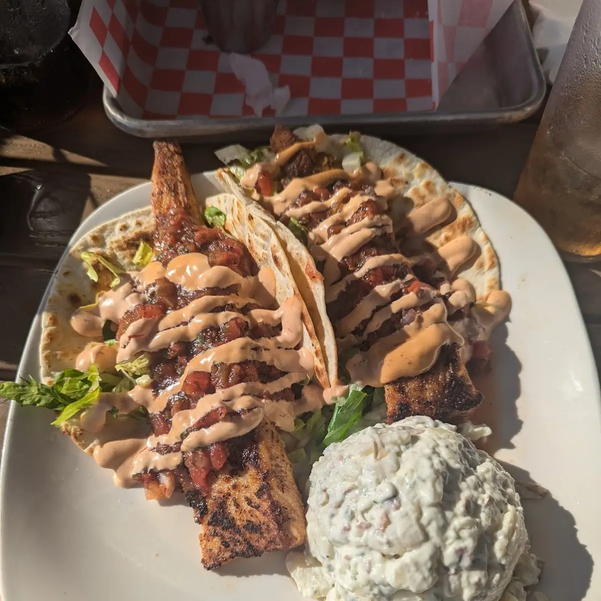 Mahi Tacos and Potato Salad