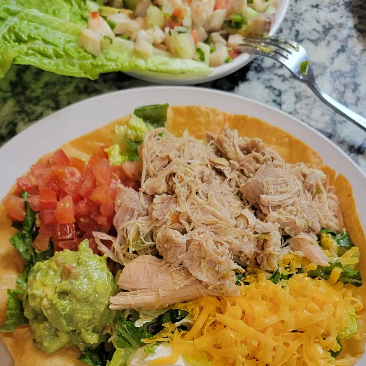 Taco Salad with Shredded Chicken
