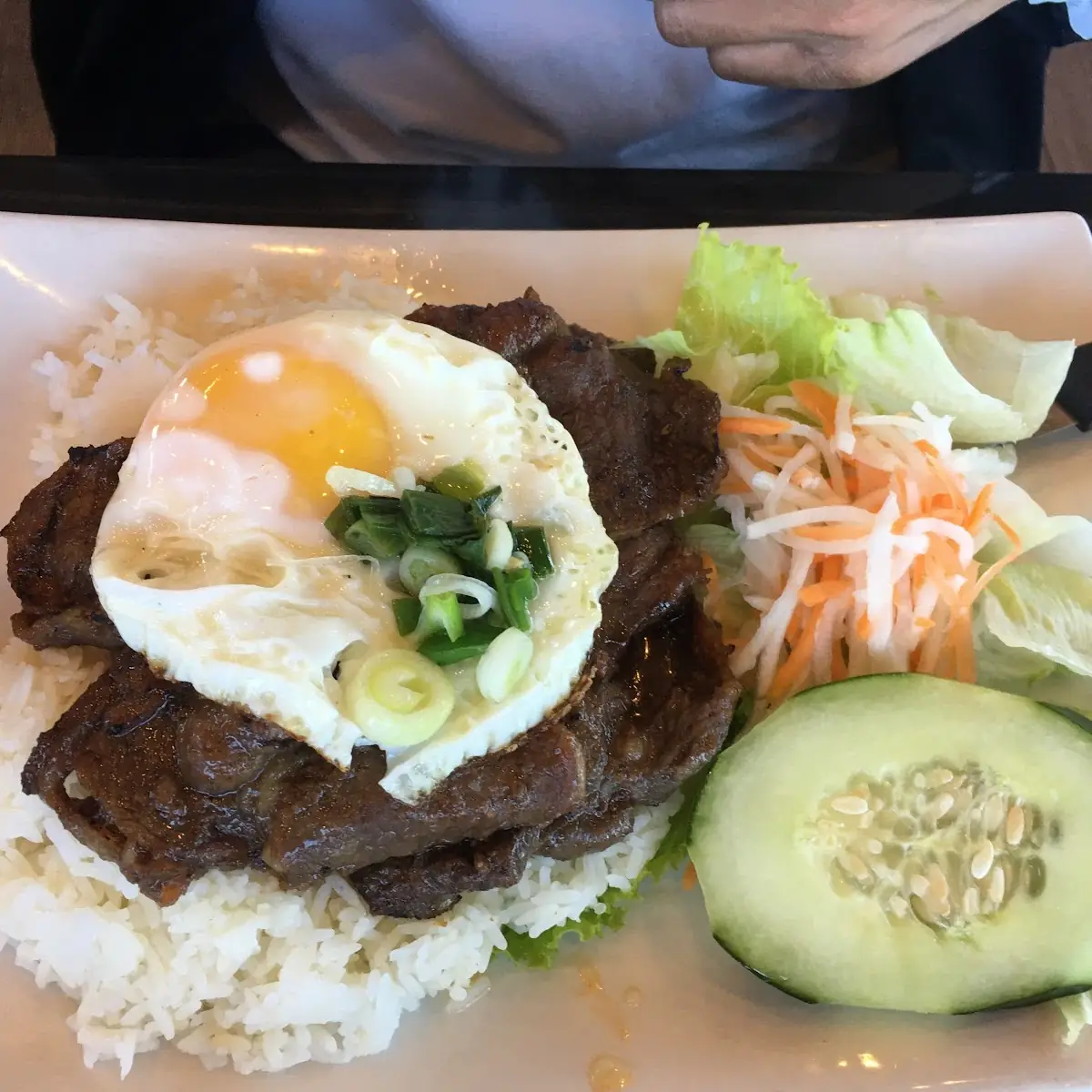 BBQ Beef over Rice with Additional Sunny Side Up Egg