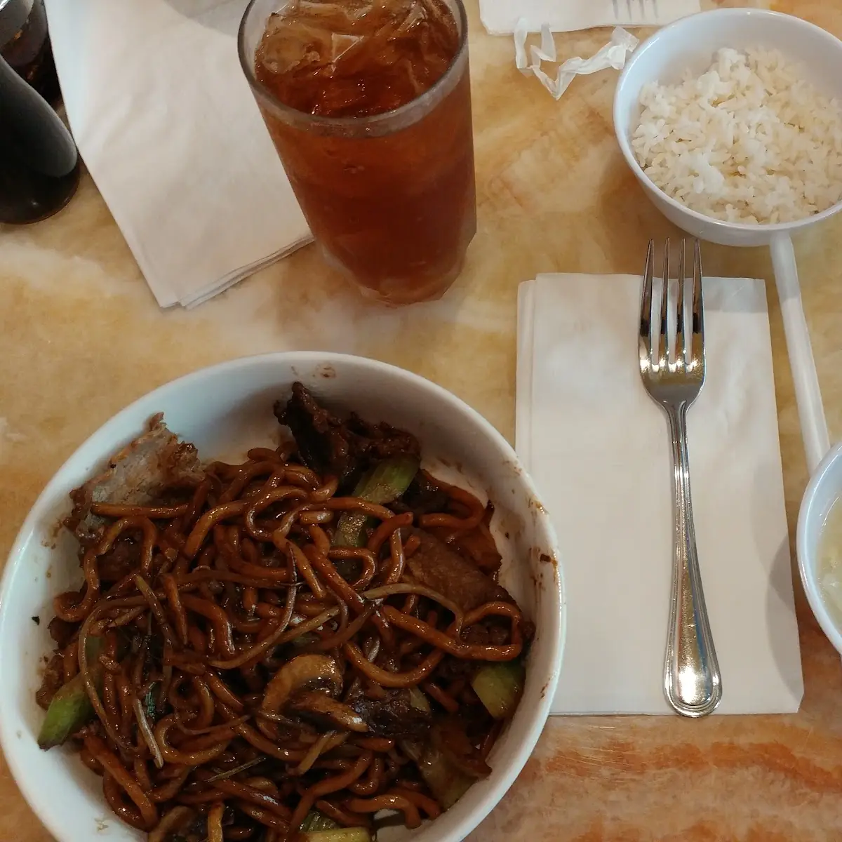 Mongolian BBQ Bowl with Beef Chicken and Pork