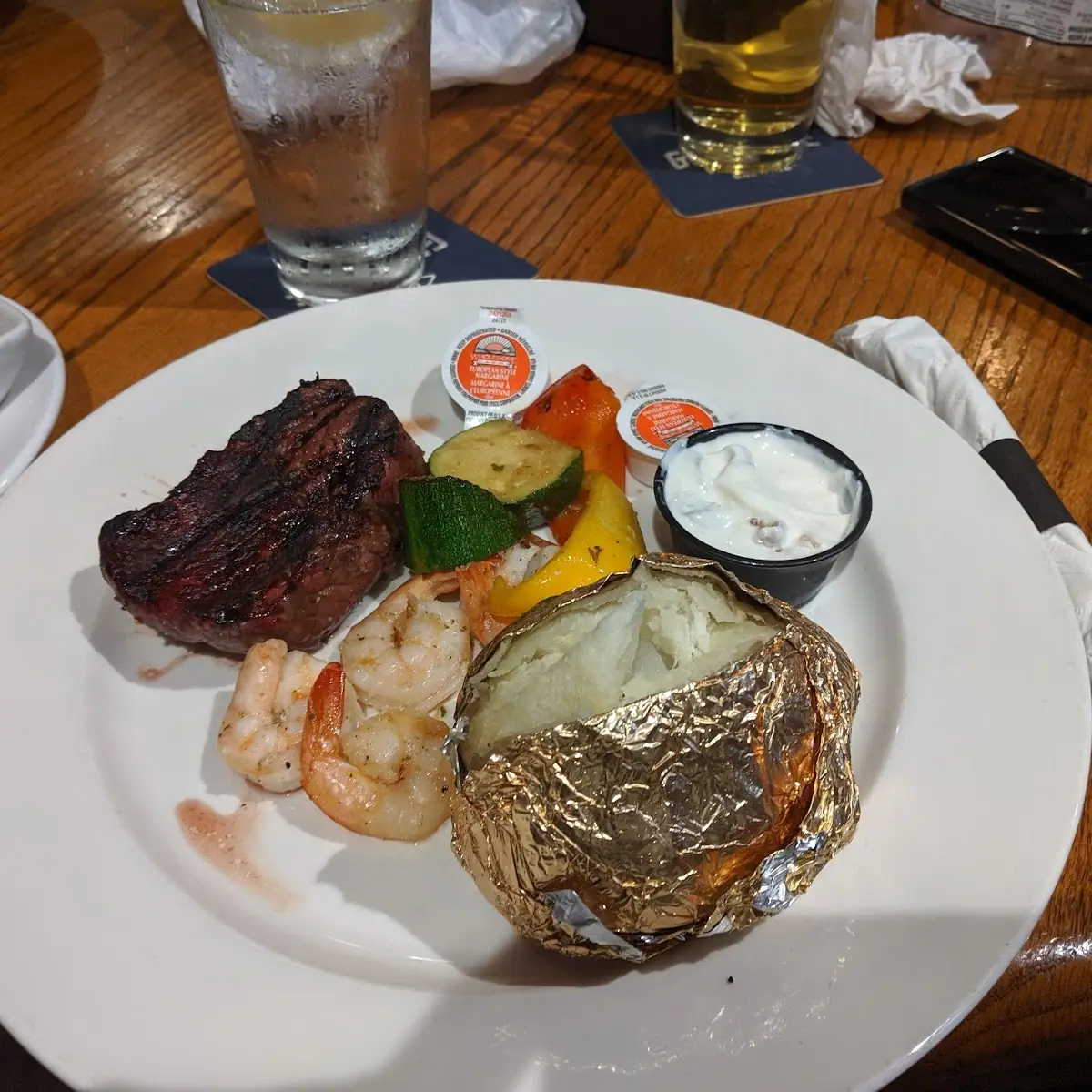Steak and Prawns