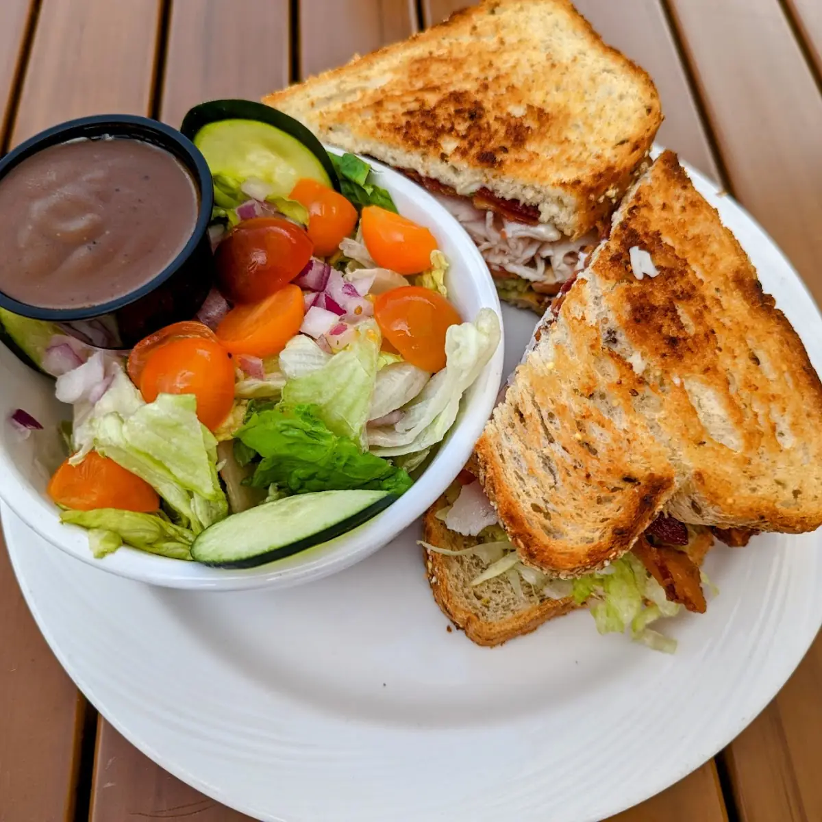 Turkey Avocado Club with Side Salad