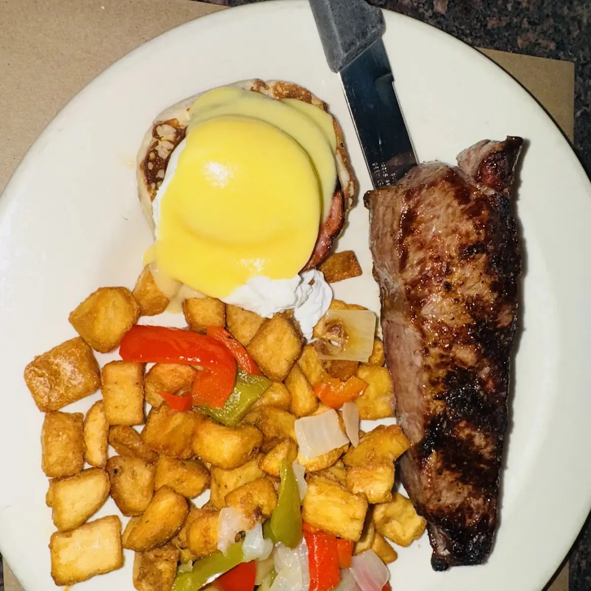 NY Strip Steak and Eggs Benedict