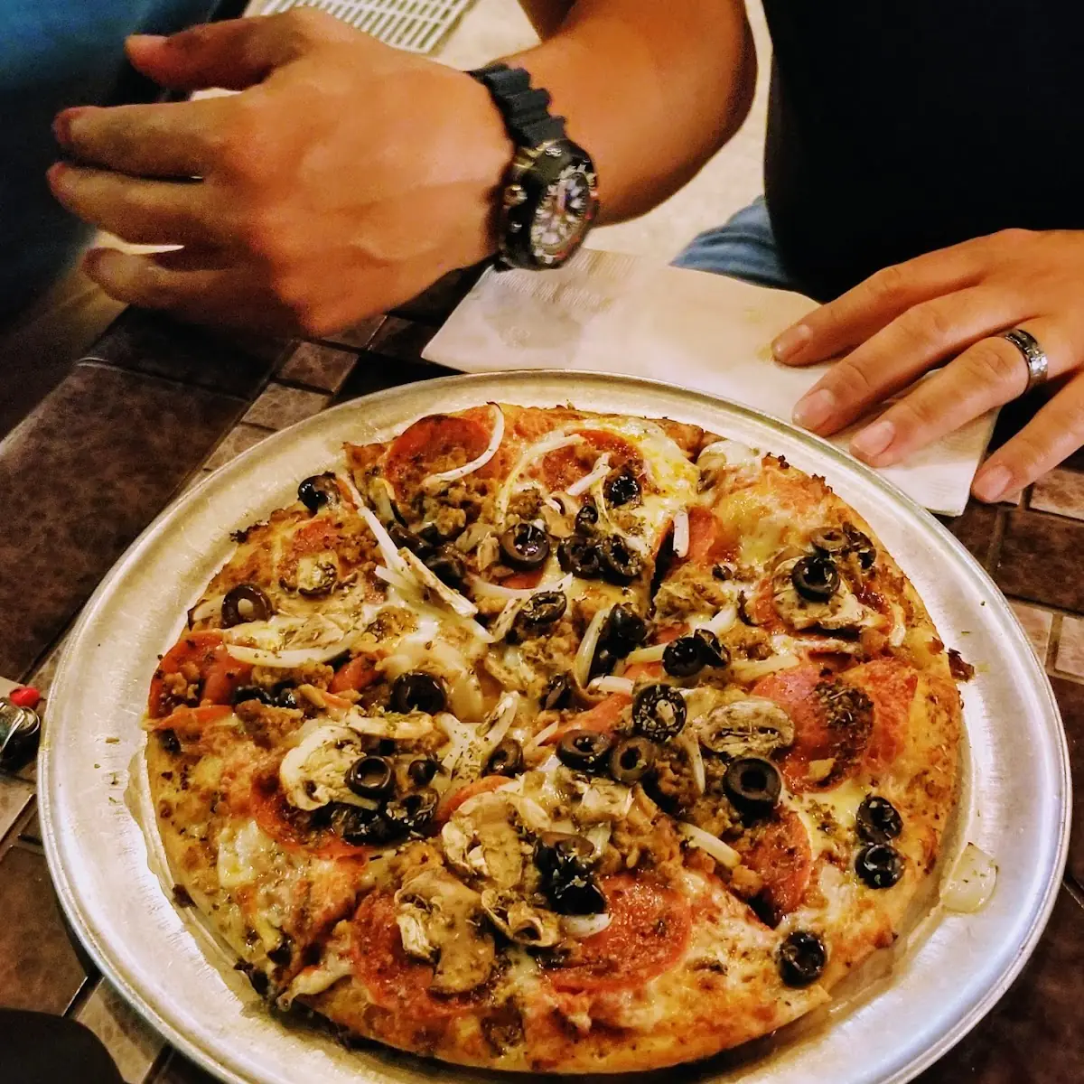 Pepperoni Olive Mushroom Pizza
