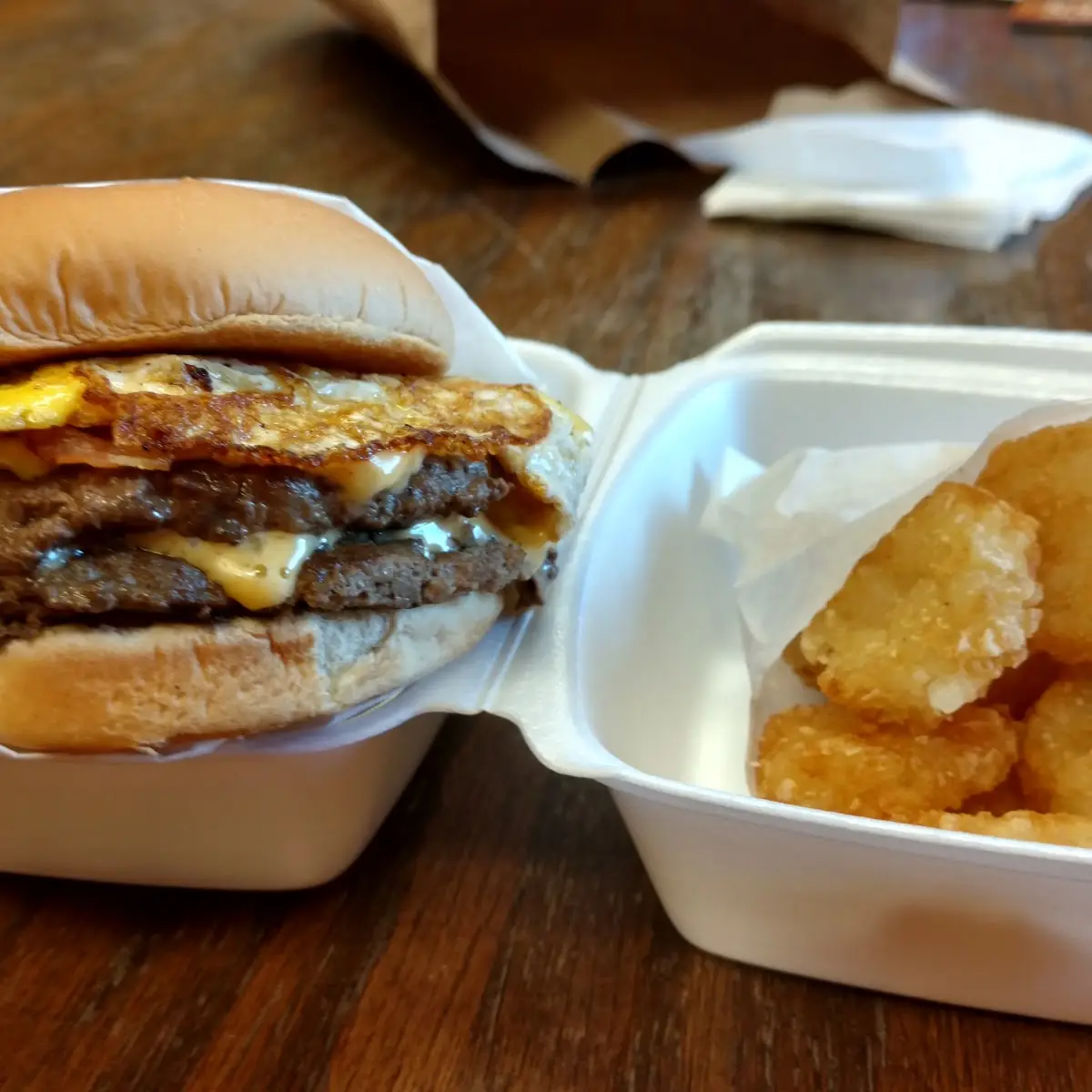Double Cheeseburger with Bacon and Egg