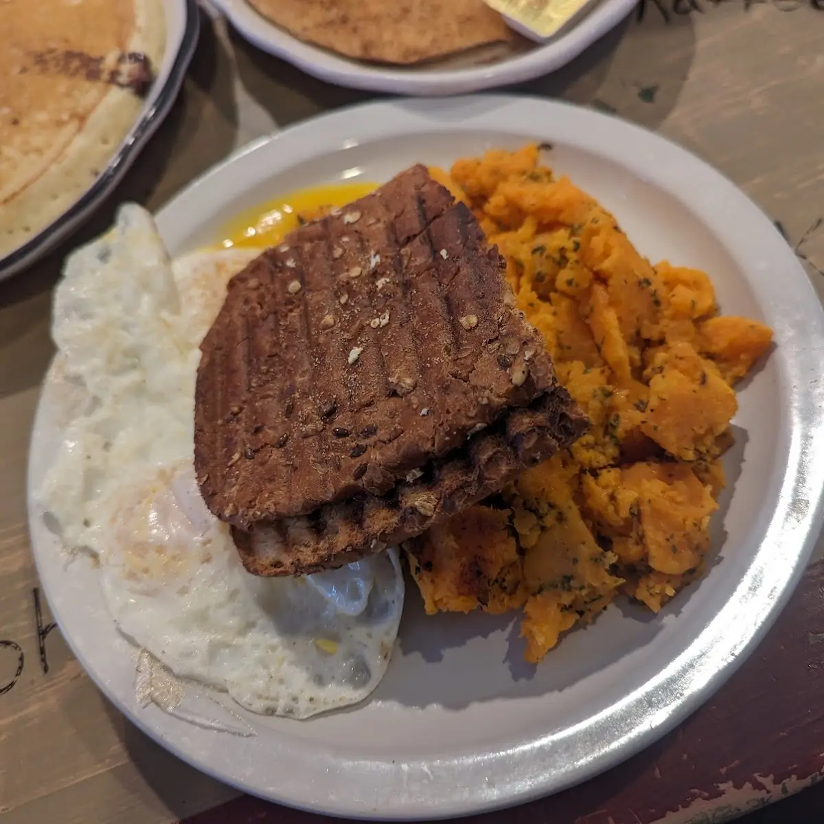 Egg Platter with Sweet Potato Fries Multi-Grain Bread