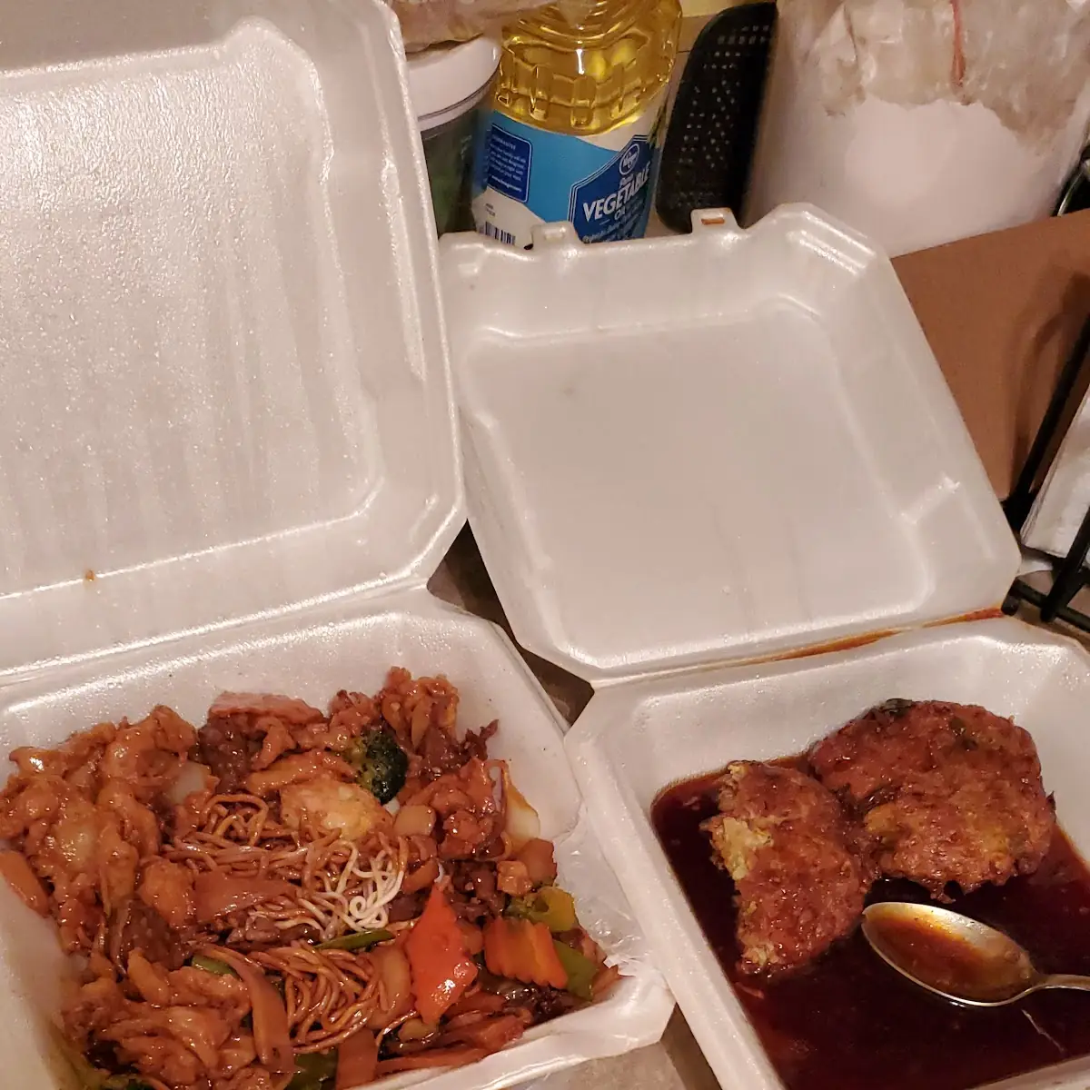 Pan Fried Noodles and Egg Foo Young